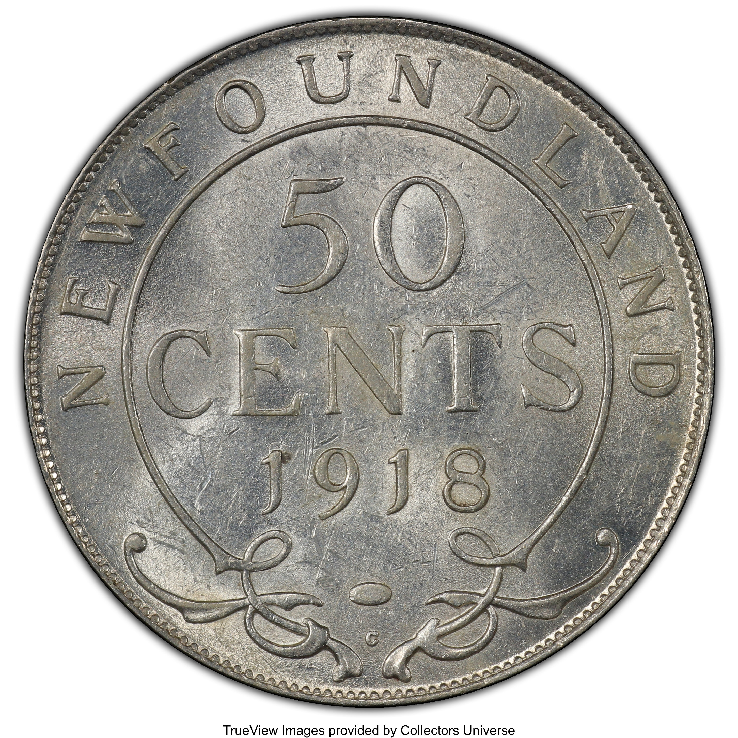 image for: Newfoundland. George V 50 Cents 1918-C AU58 PCGS