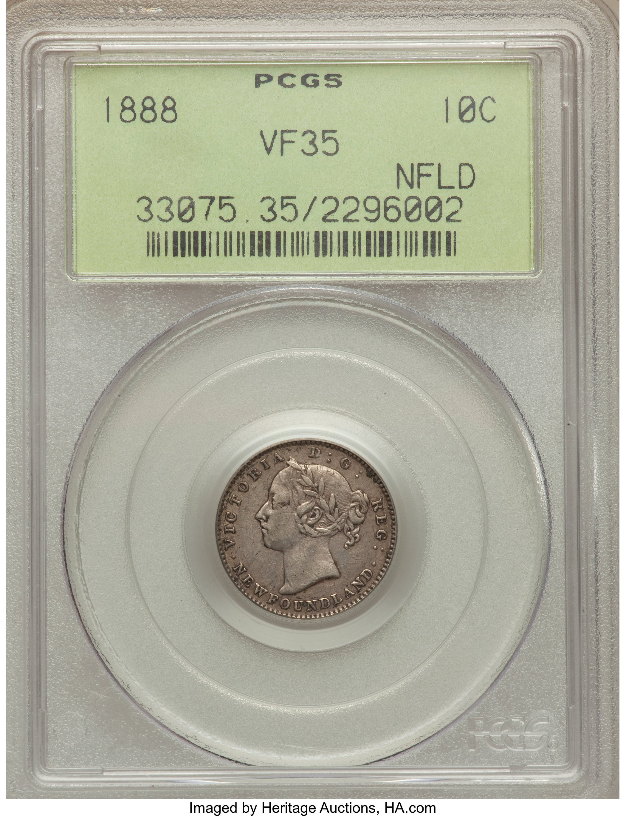 image for: Newfoundland. Victoria 10 Cents 1888 VF35 PCGS