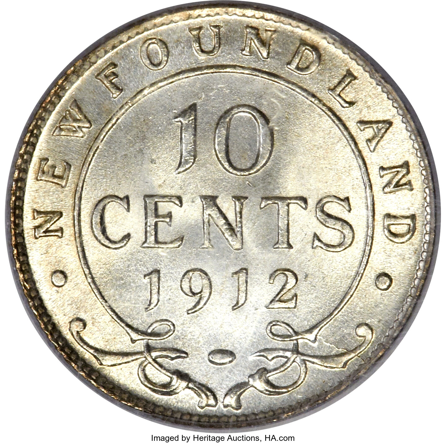 image for: Newfoundland. George V 10 Cents 1912 MS66 PCGS