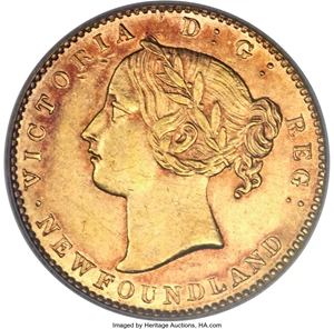 image for: Newfoundland. Victoria gold 2 Dollars 1881 AU55 PCGS
