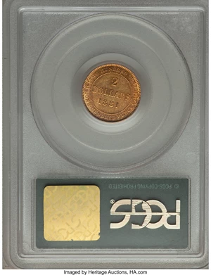 image for: Newfoundland. Victoria gold 2 Dollars 1881 AU55 PCGS