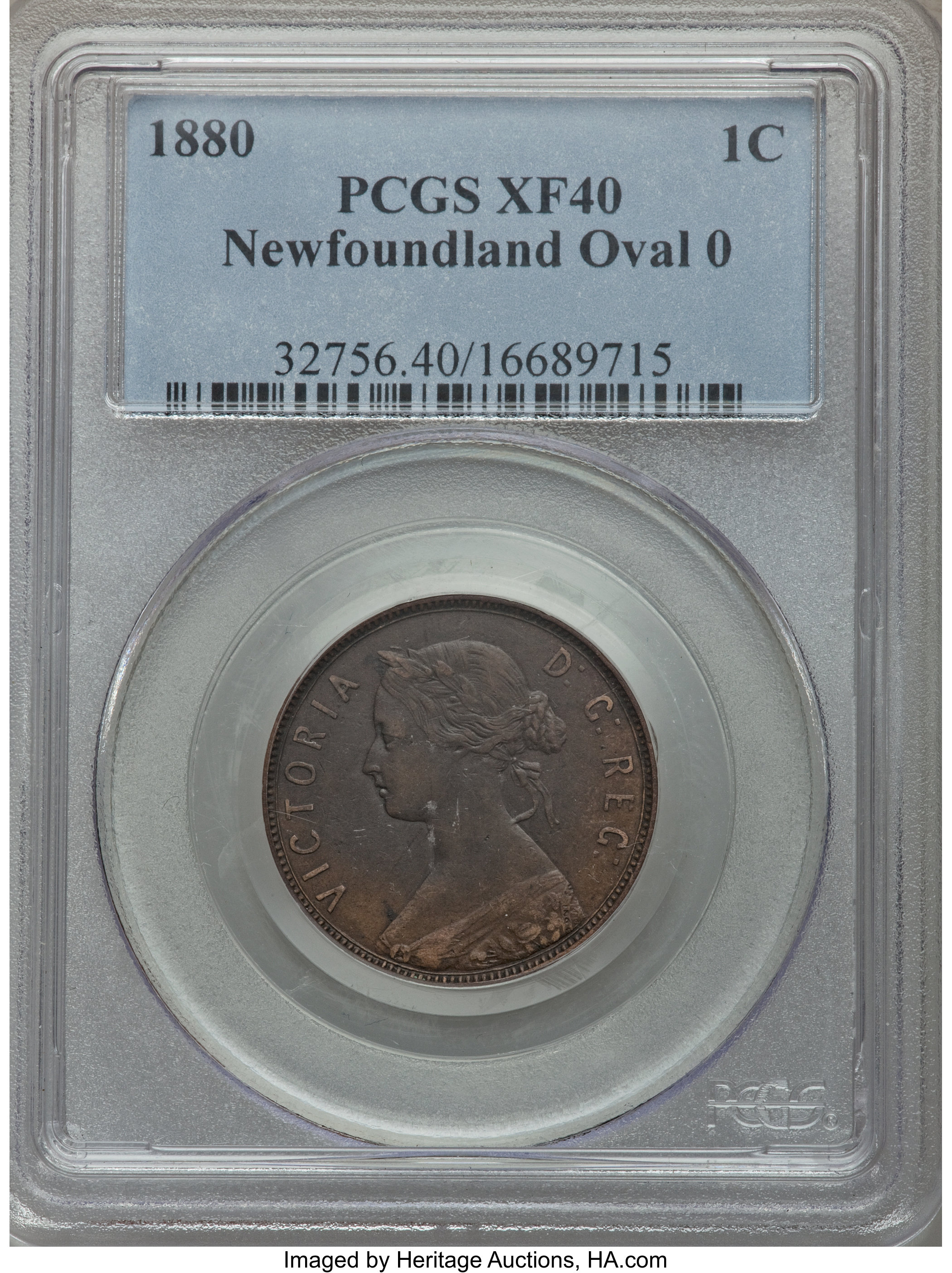 image for: Newfoundland. Victoria Cent Oval O 1880 XF40 PCGS