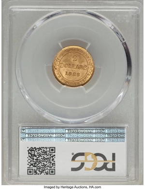image for: Newfoundland. Victoria gold 2 Dollars 1888 MS62 PCGS