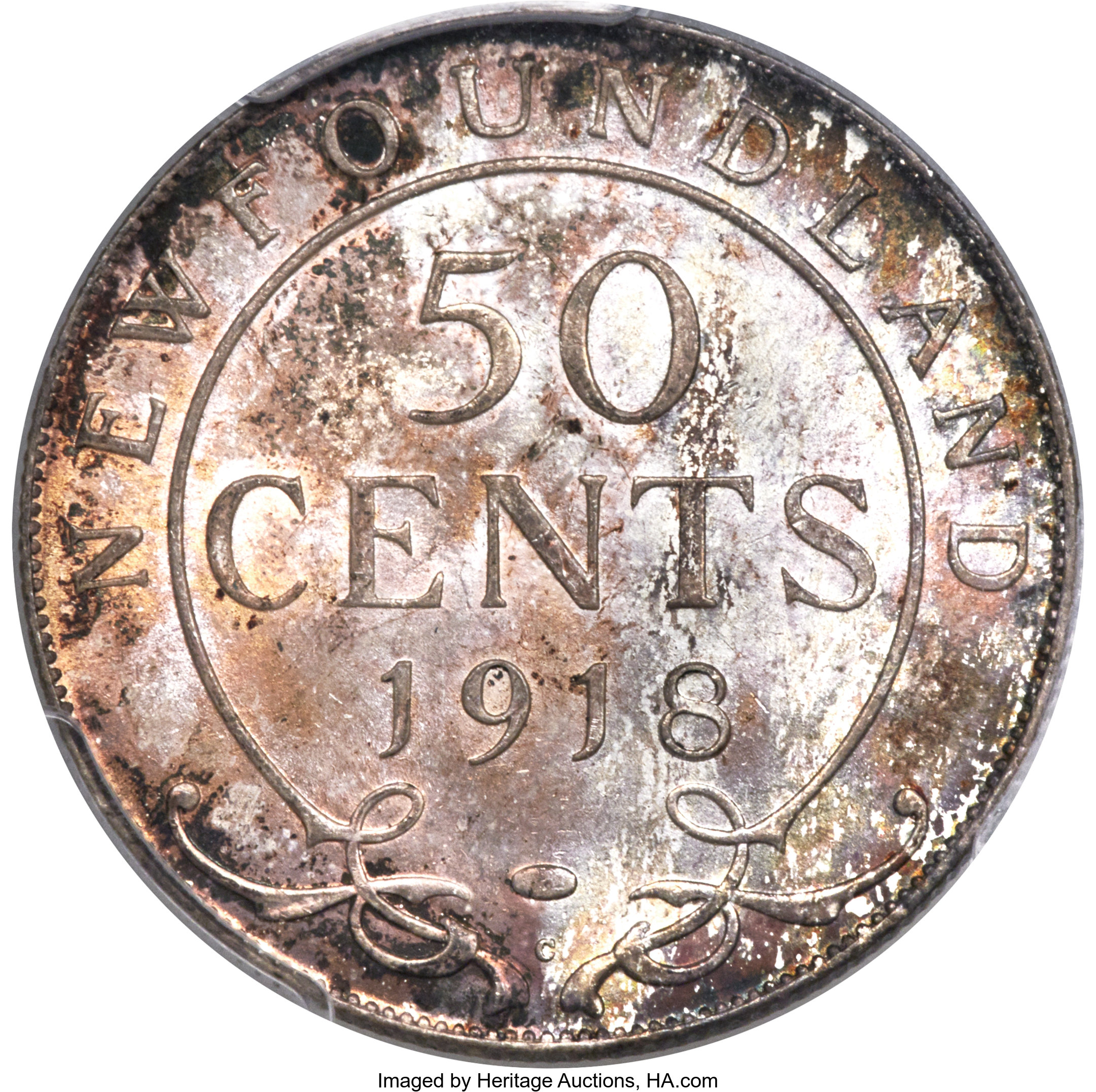 image for: Newfoundland. George V 50 Cents 1918-C MS65+ PCGS