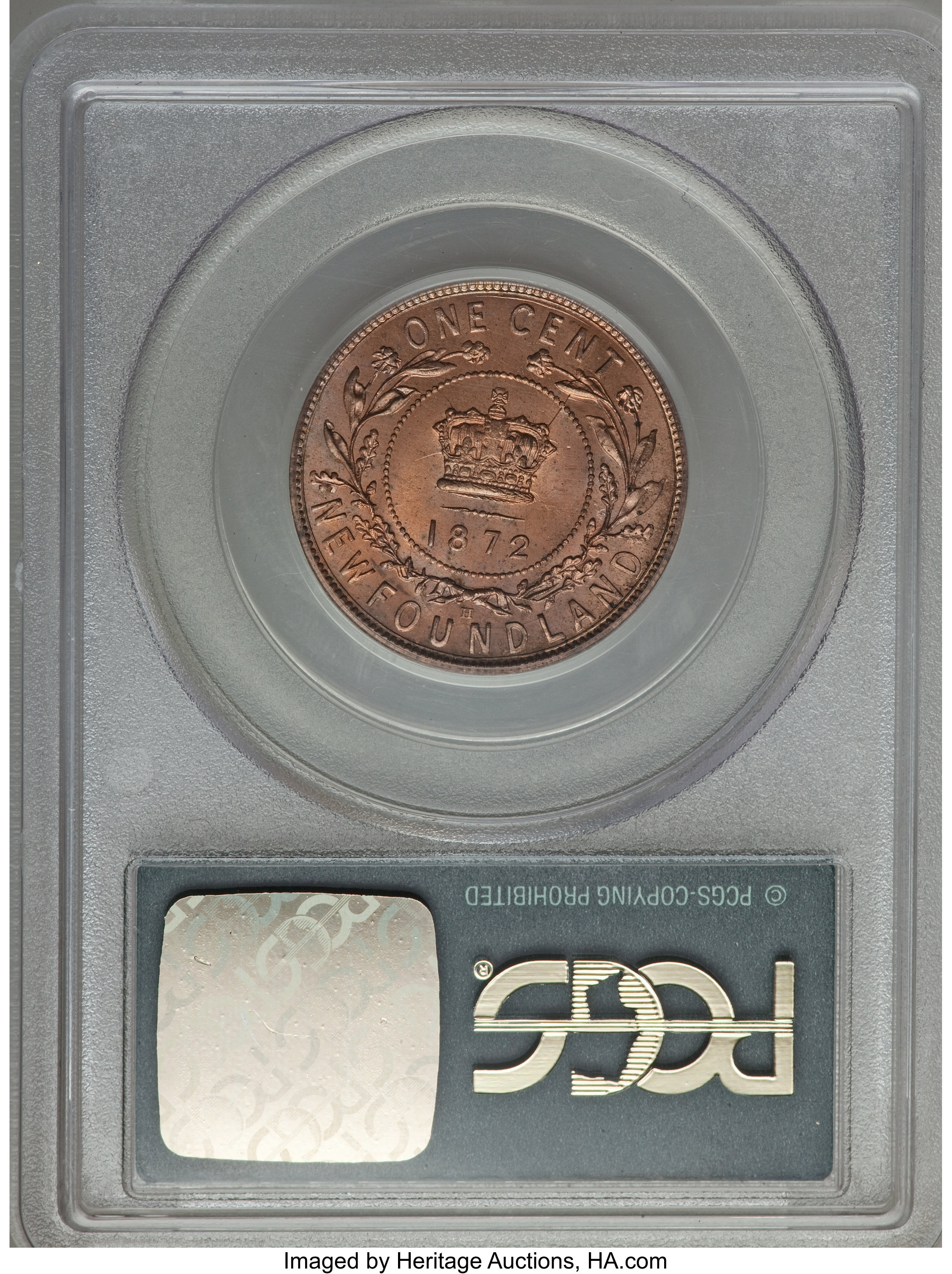 image for: Newfoundland. Victoria Large Cent 1872-H MS64 Red PCGS