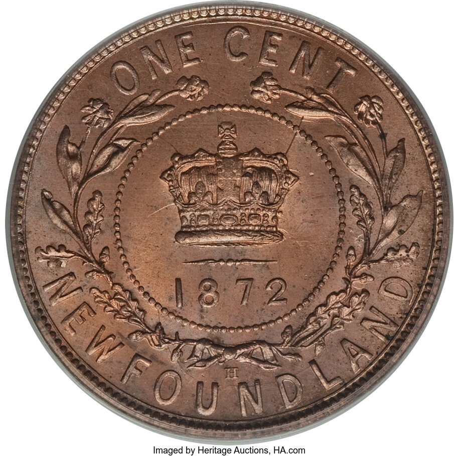 image for: Newfoundland. Victoria Large Cent 1872-H MS64 Red PCGS