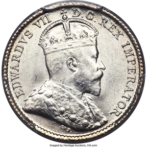image for: Newfoundland. Edward VII 5 Cents 1908 MS64 PCGS
