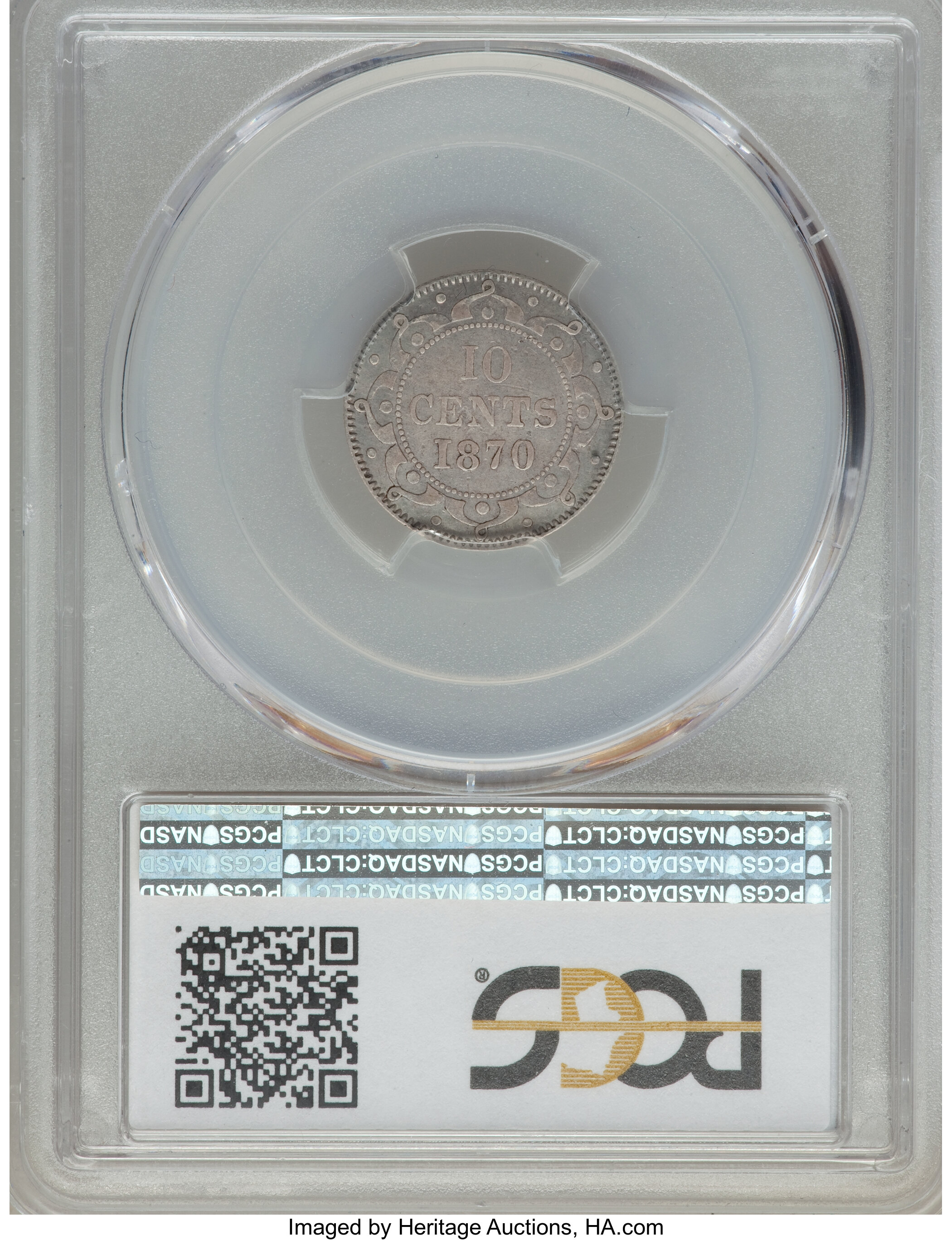 image for: Newfoundland. Victoria 10 Cents 1870 XF40 PCGS