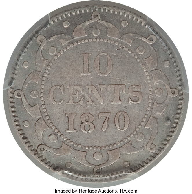 image for: Newfoundland. Victoria 10 Cents 1870 XF40 PCGS