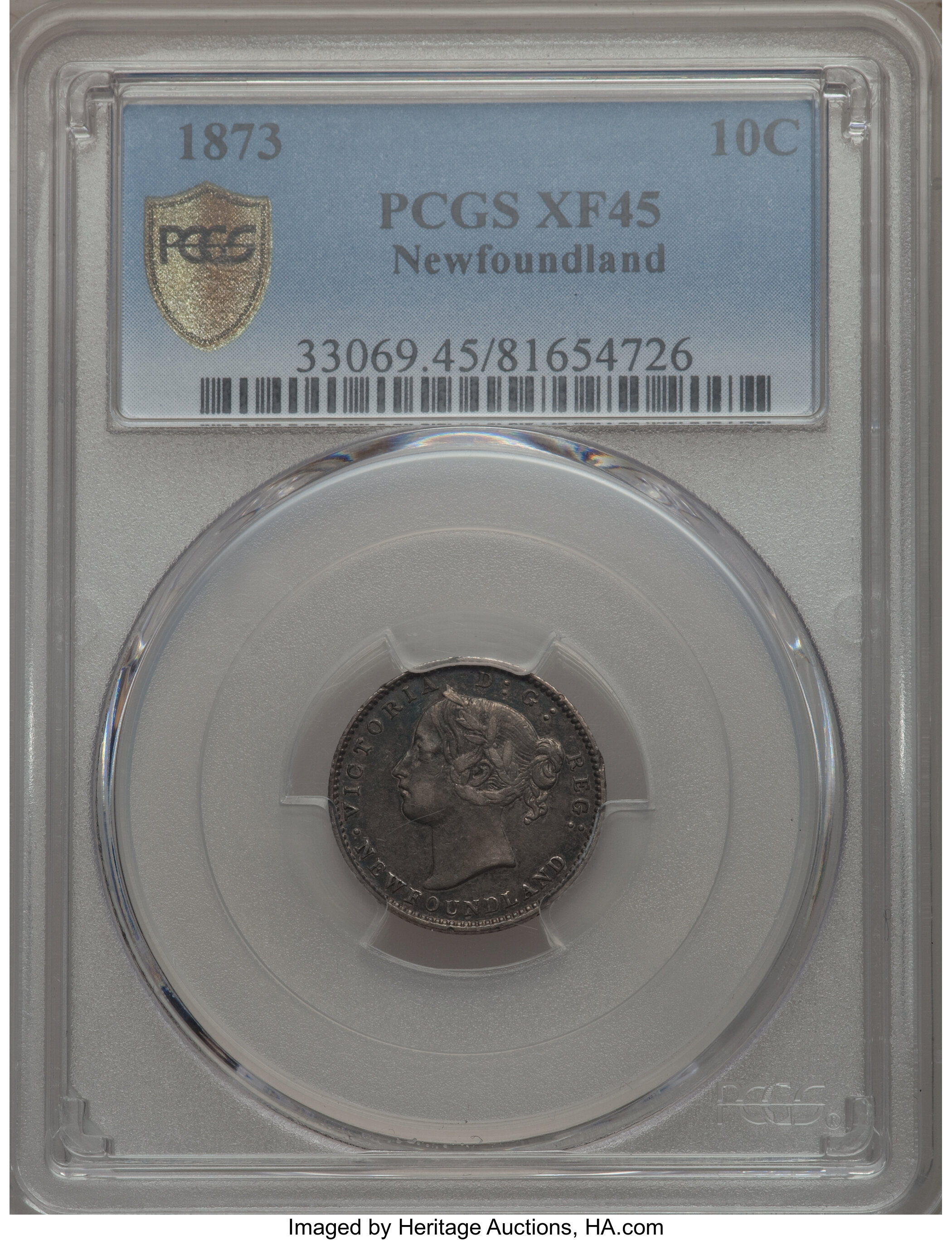 image for: Newfoundland. Victoria 10 Cents 1873 XF45 PCGS