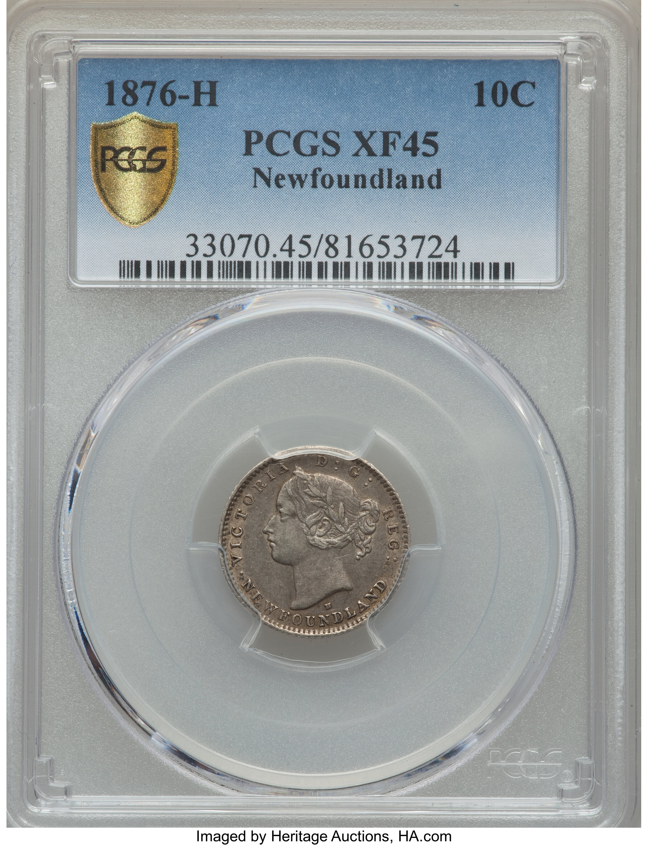 image for: Newfoundland. Victoria 10 Cents 1876-H XF45 PCGS