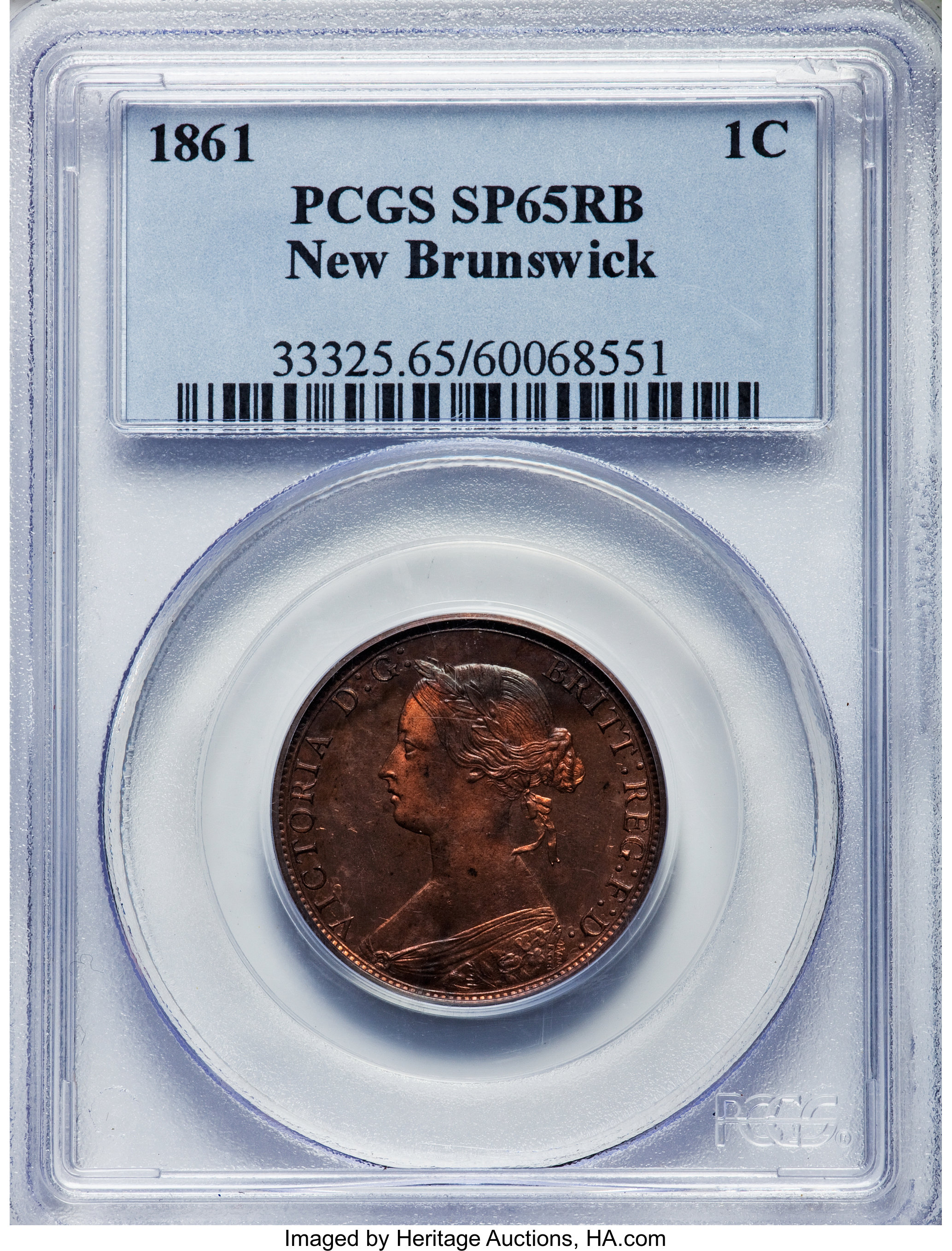 image for: New Brunswick. Victoria Specimen Cent 1861 SP65 Red and Brown PCGS