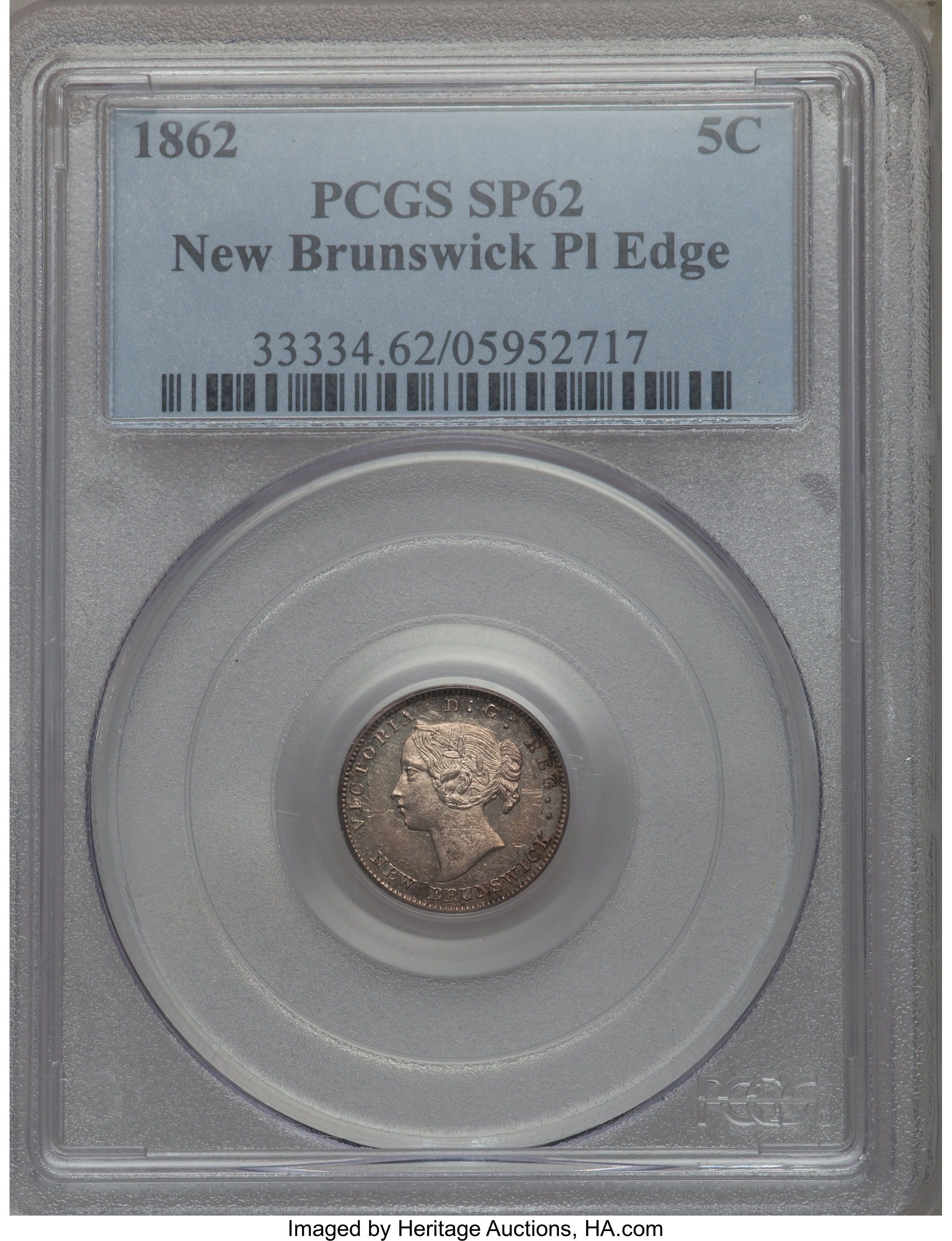 image for: New Brunswick. Victoria Specimen 5 Cents 1862 SP62 PCGS