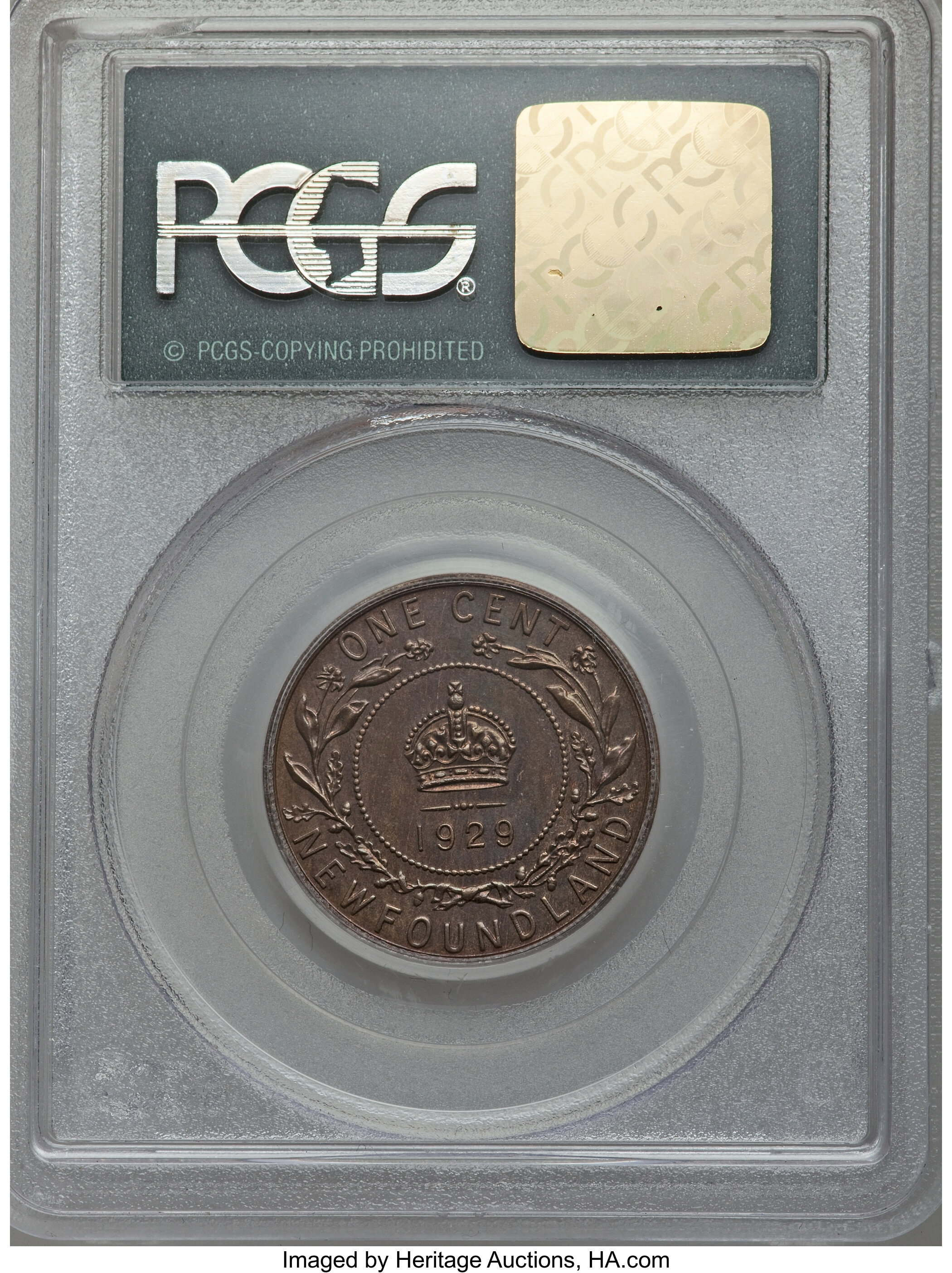 image for: Newfoundland. George V Specimen Cent 1929 SP65 Brown PCGS