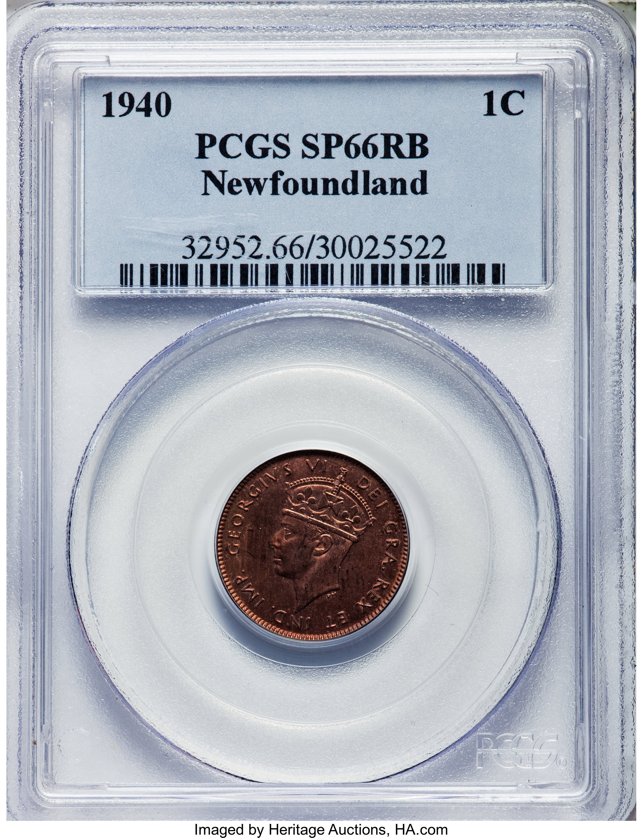 image for: Newfoundland. George VI Specimen Cent 1940 SP66 Red and Brown PCGS