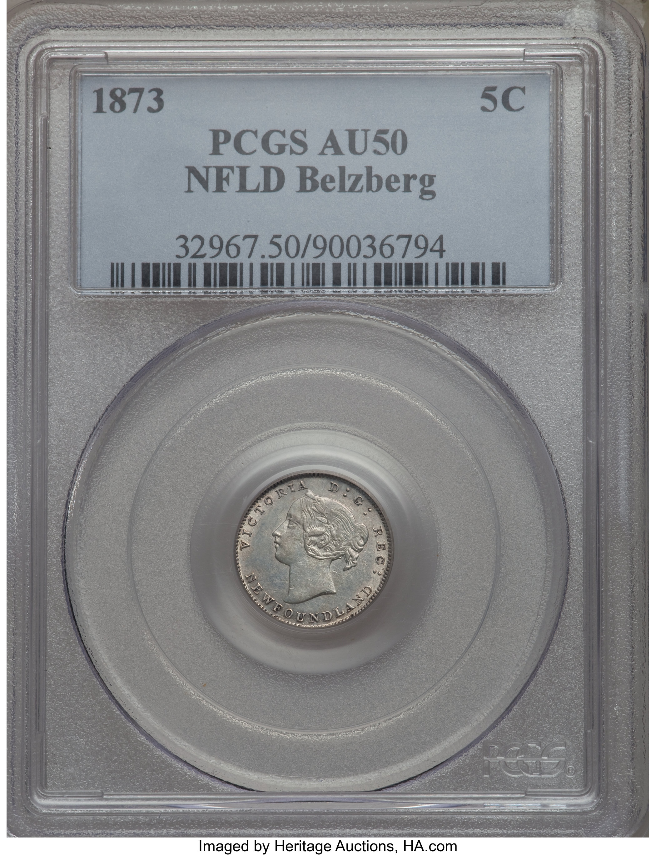 image for: Newfoundland. Victoria 5 Cents 1873 AU50 PCGS