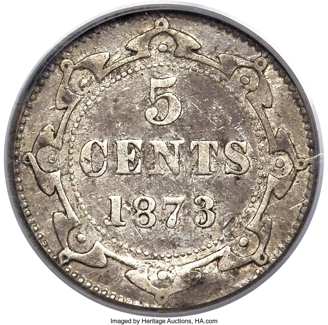 image for: Newfoundland. Victoria 5 Cents 1873-H F12 PCGS