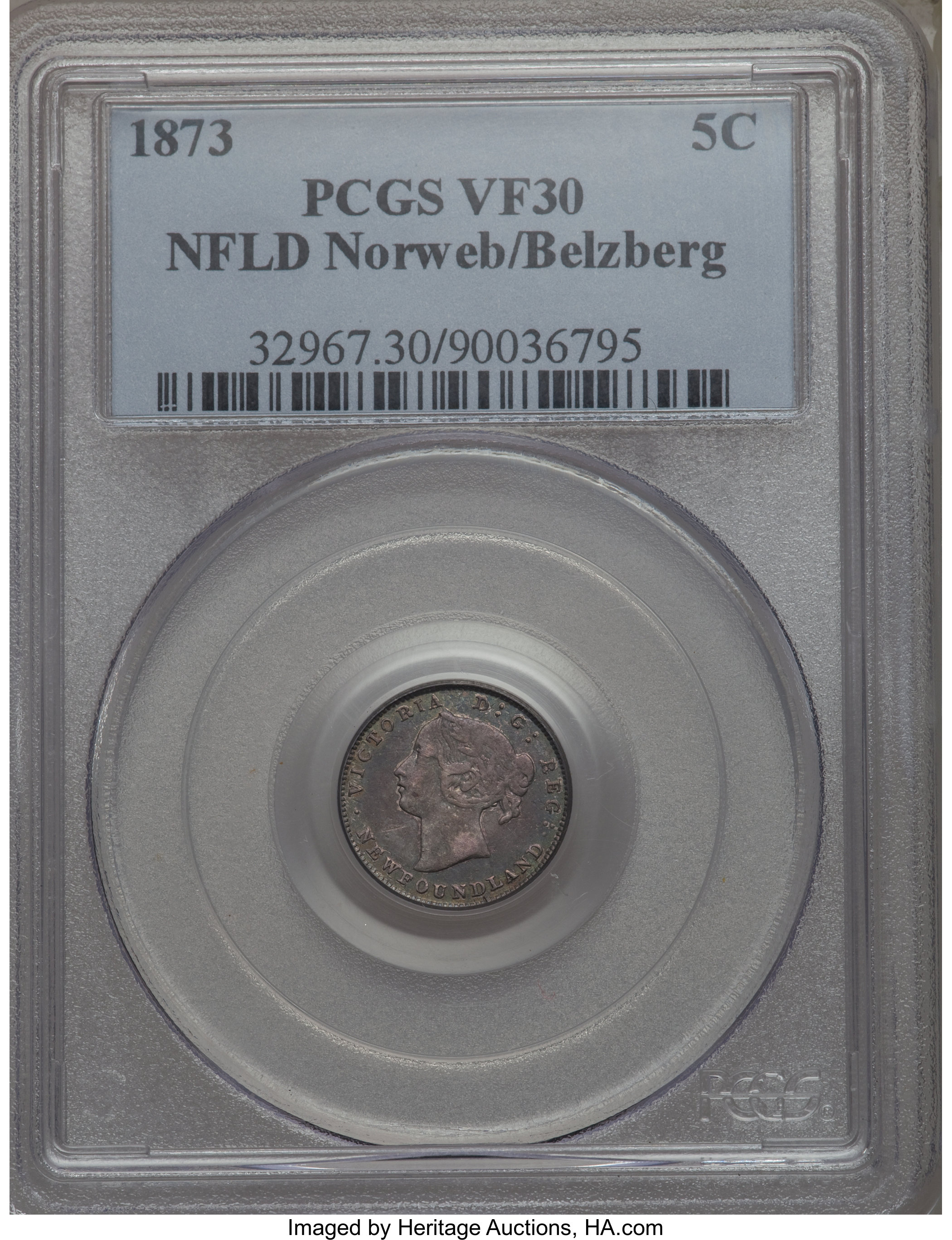 image for: Newfoundland. Victoria 5 Cents 1873 VF30 PCGS