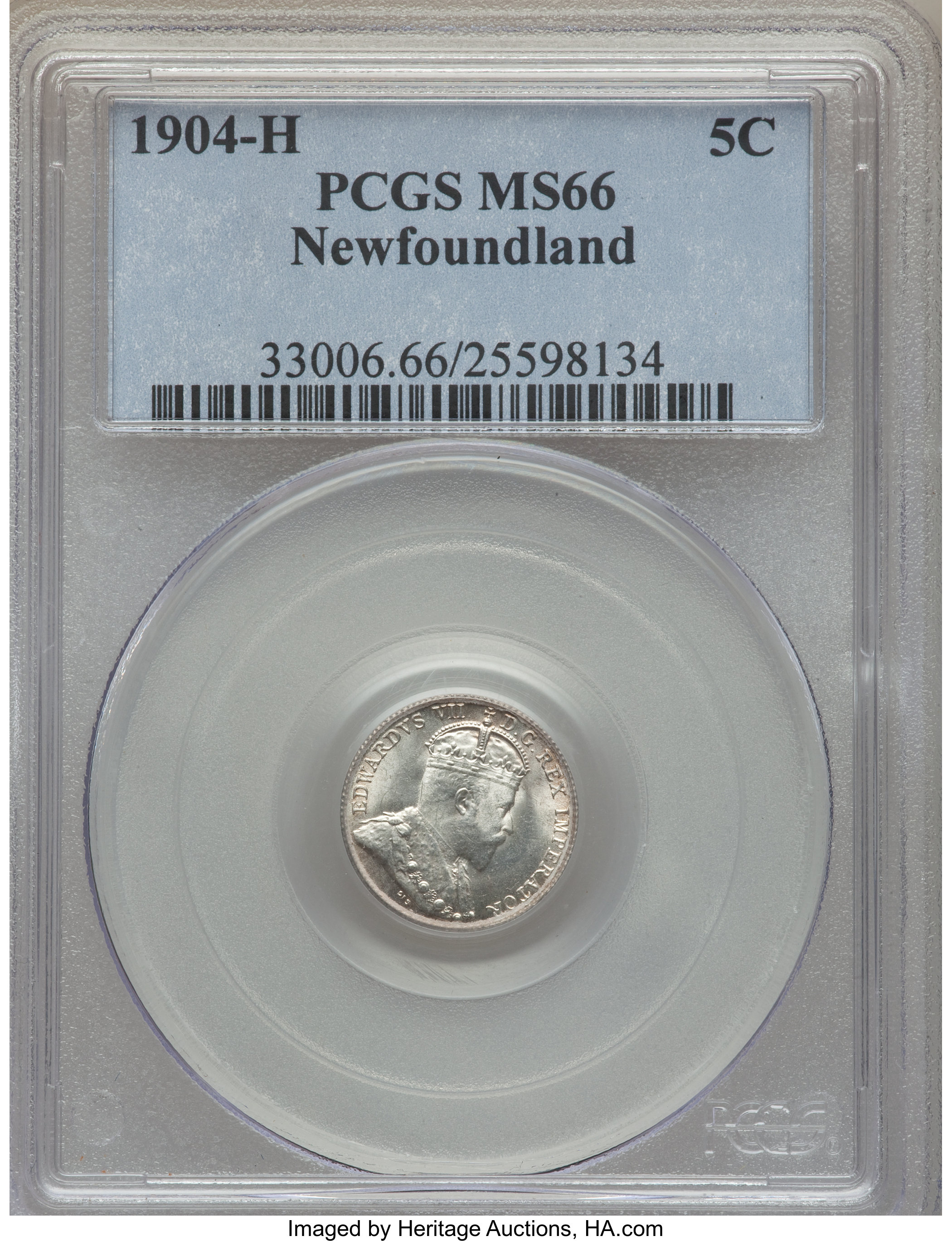 image for: Newfoundland. Edward VII 5 Cents 1904-H MS66 PCGS