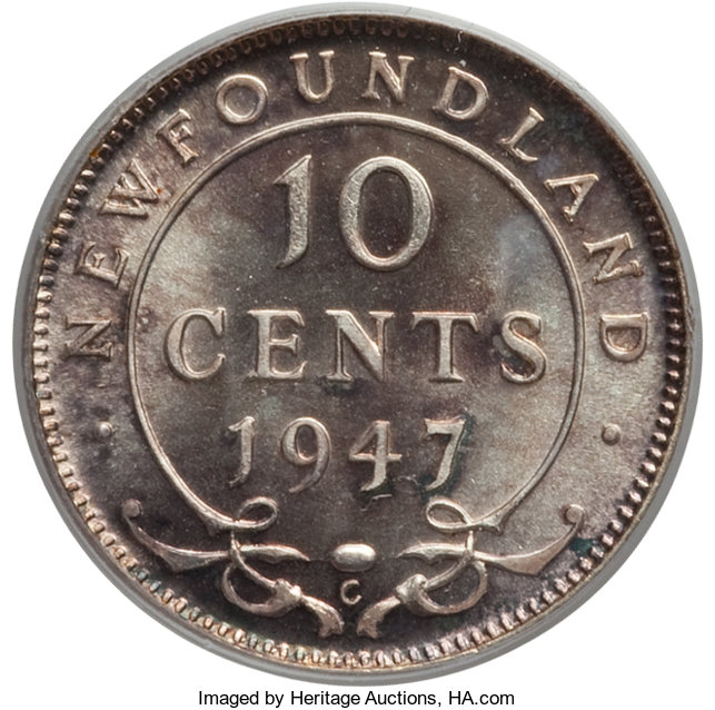 image for: Newfoundland. George VI 10 Cents 1947-C MS65 PCGS