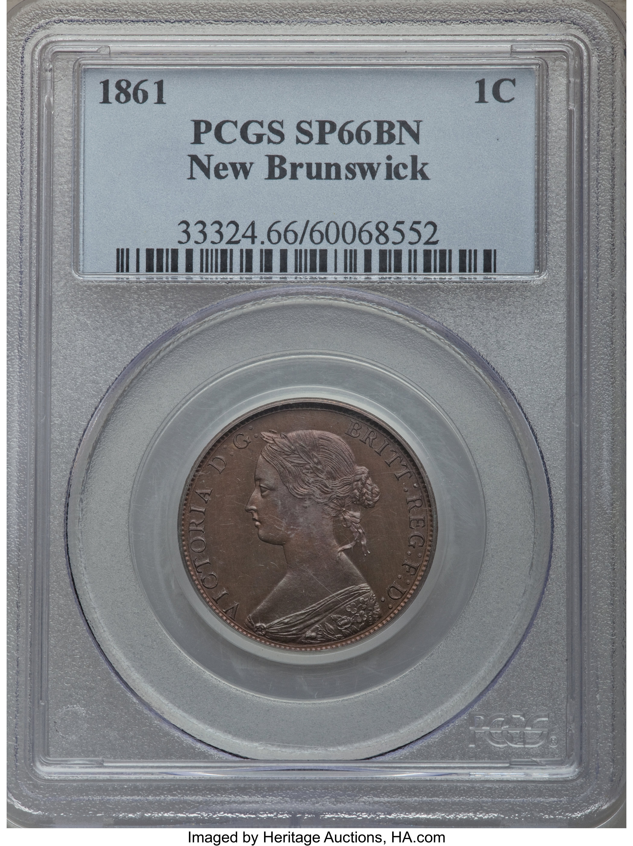 image for: New Brunswick. Victoria Specimen Cent 1861 SP66 Brown PCGS