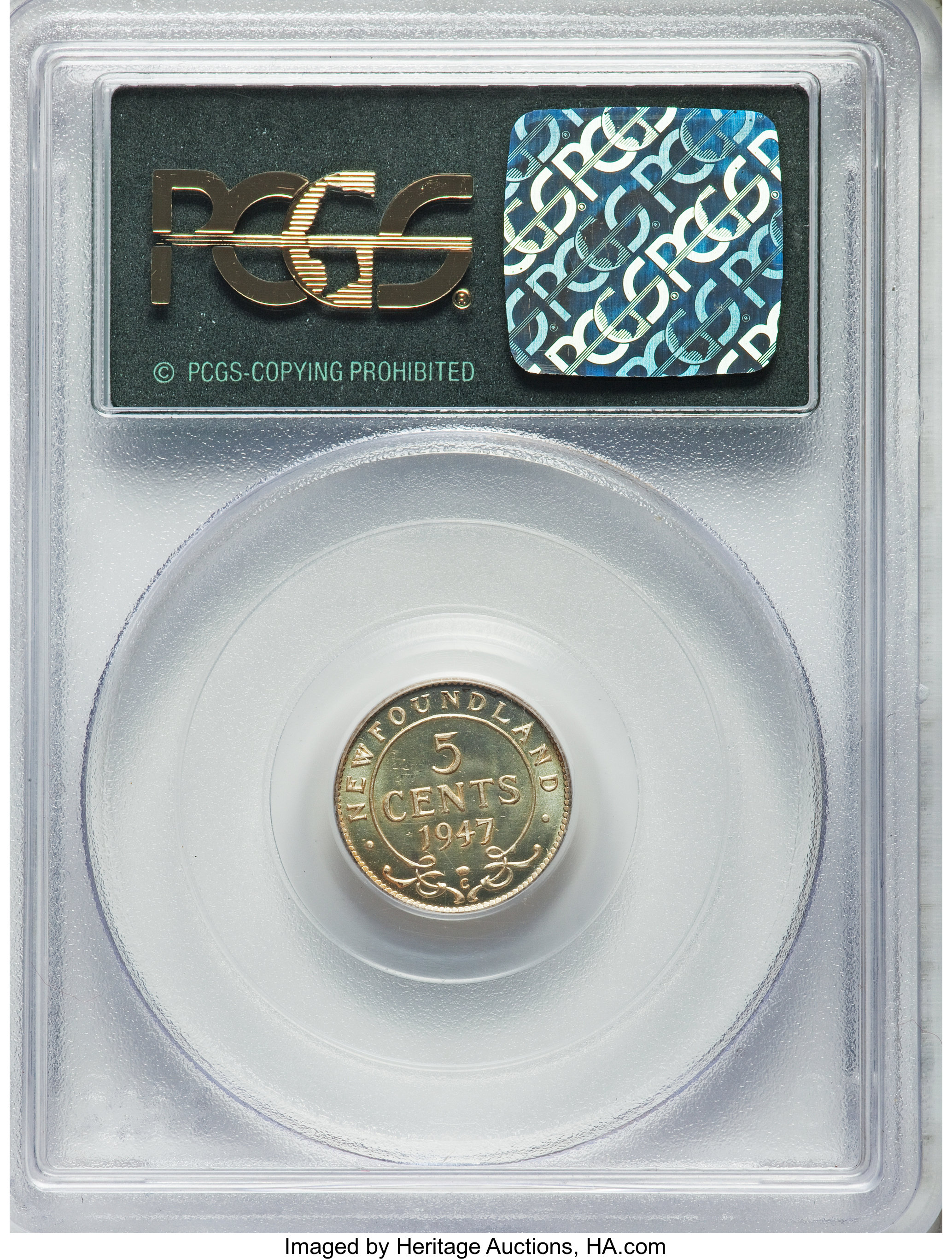 image for: Newfoundland. George VI Prooflike 5 Cents 1947-C PL66 PCGS, 
