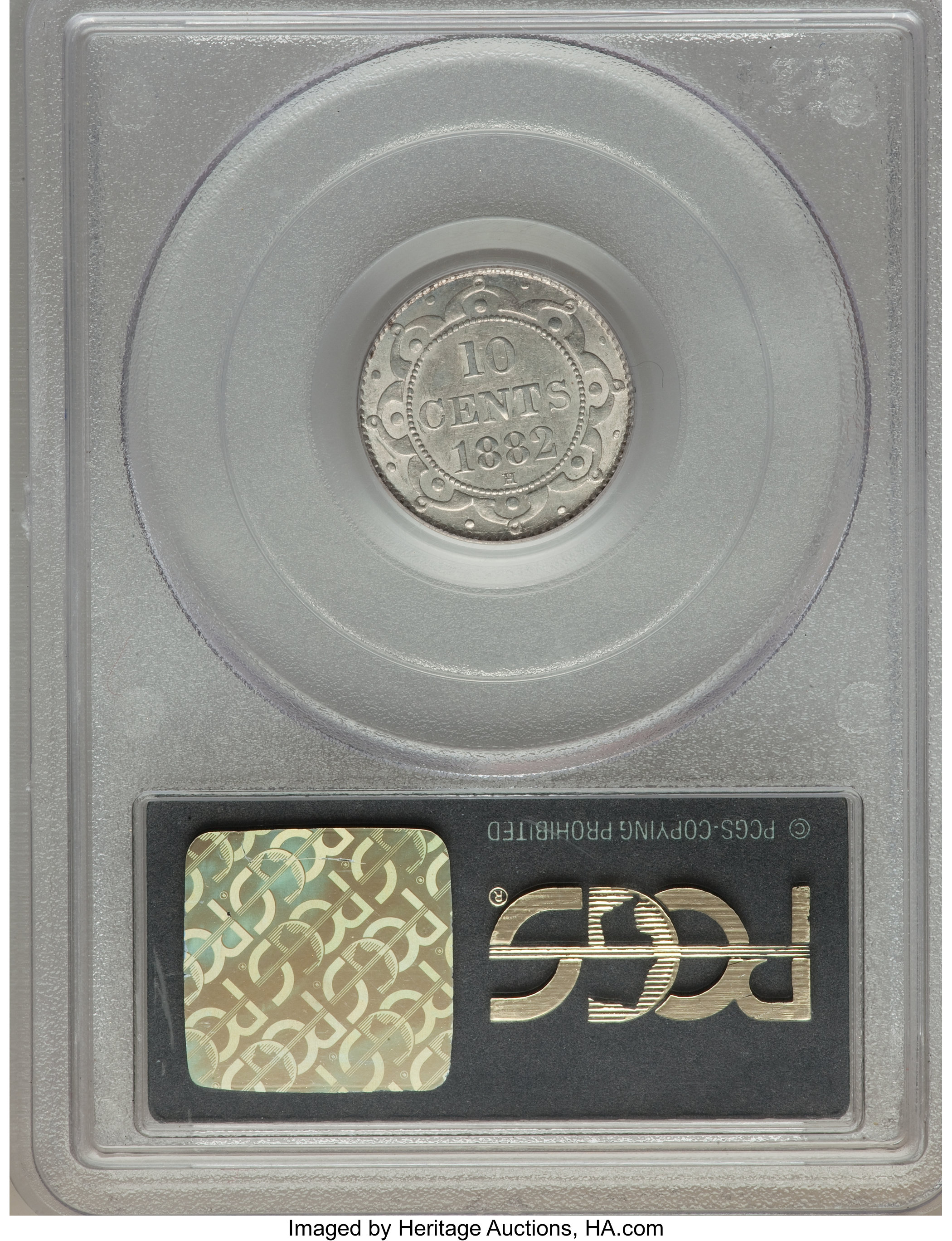 image for: Newfoundland. Victoria 10 Cents 1882-H AU50 PCGS