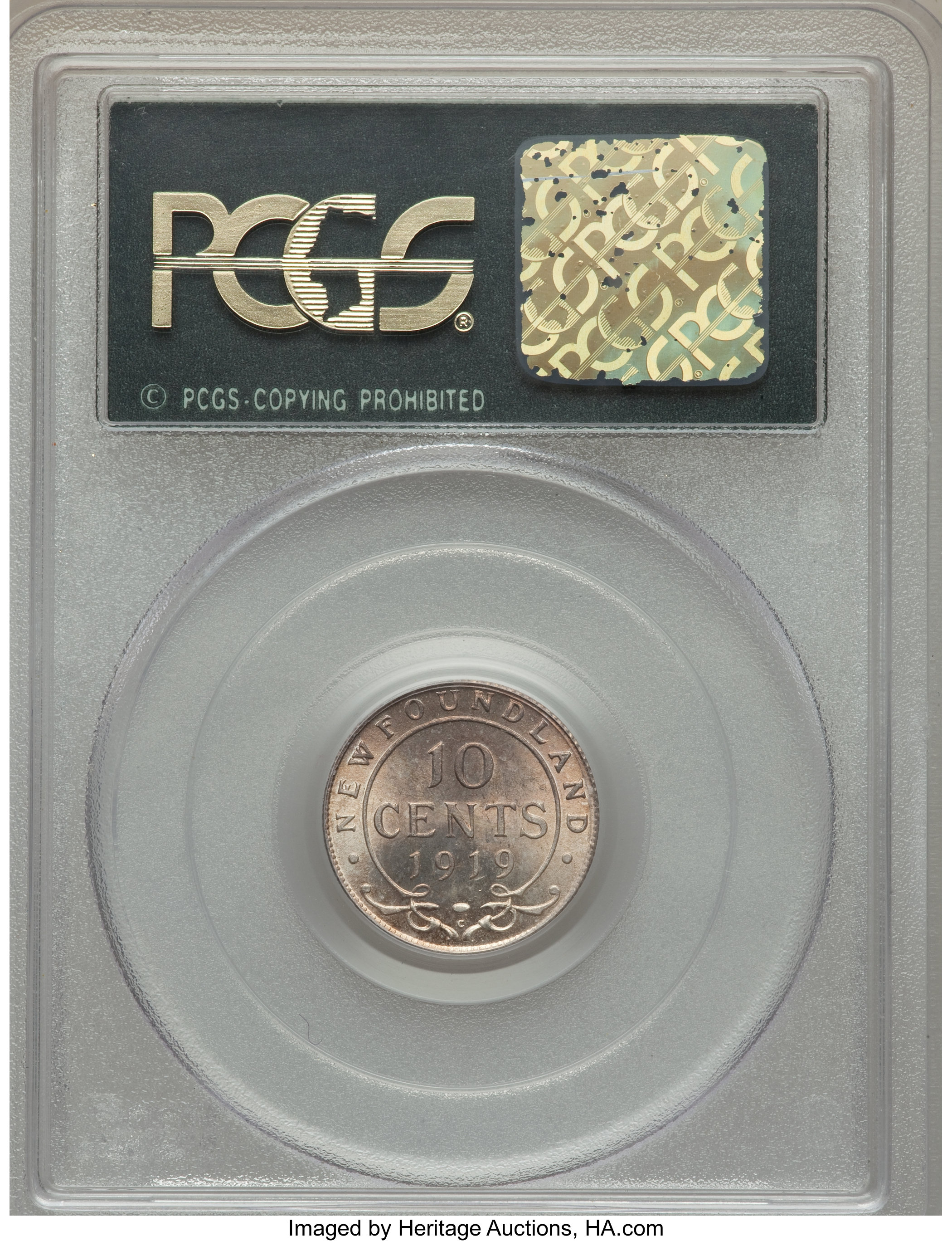 image for: Newfoundland. George V 10 Cents 1919-C MS65 PCGS