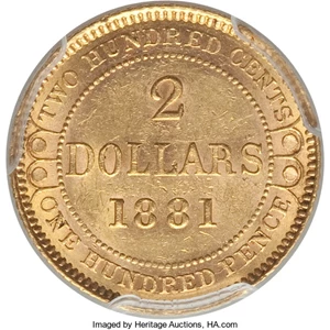 image for: Newfoundland. Victoria gold 2 Dollars 1881 MS61 PCGS