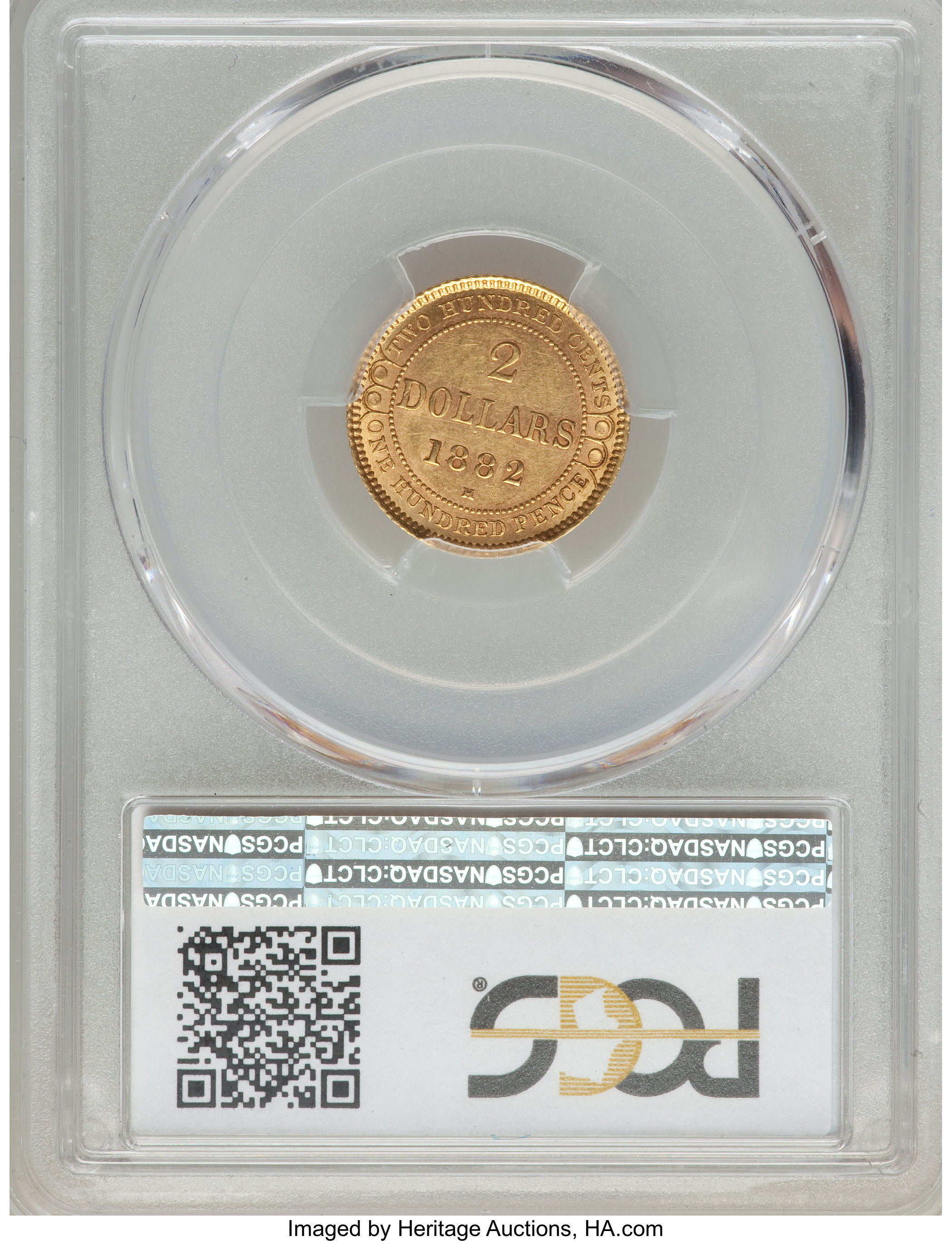 image for: Newfoundland. Victoria gold 2 Dollars 1882-H AU55 PCGS