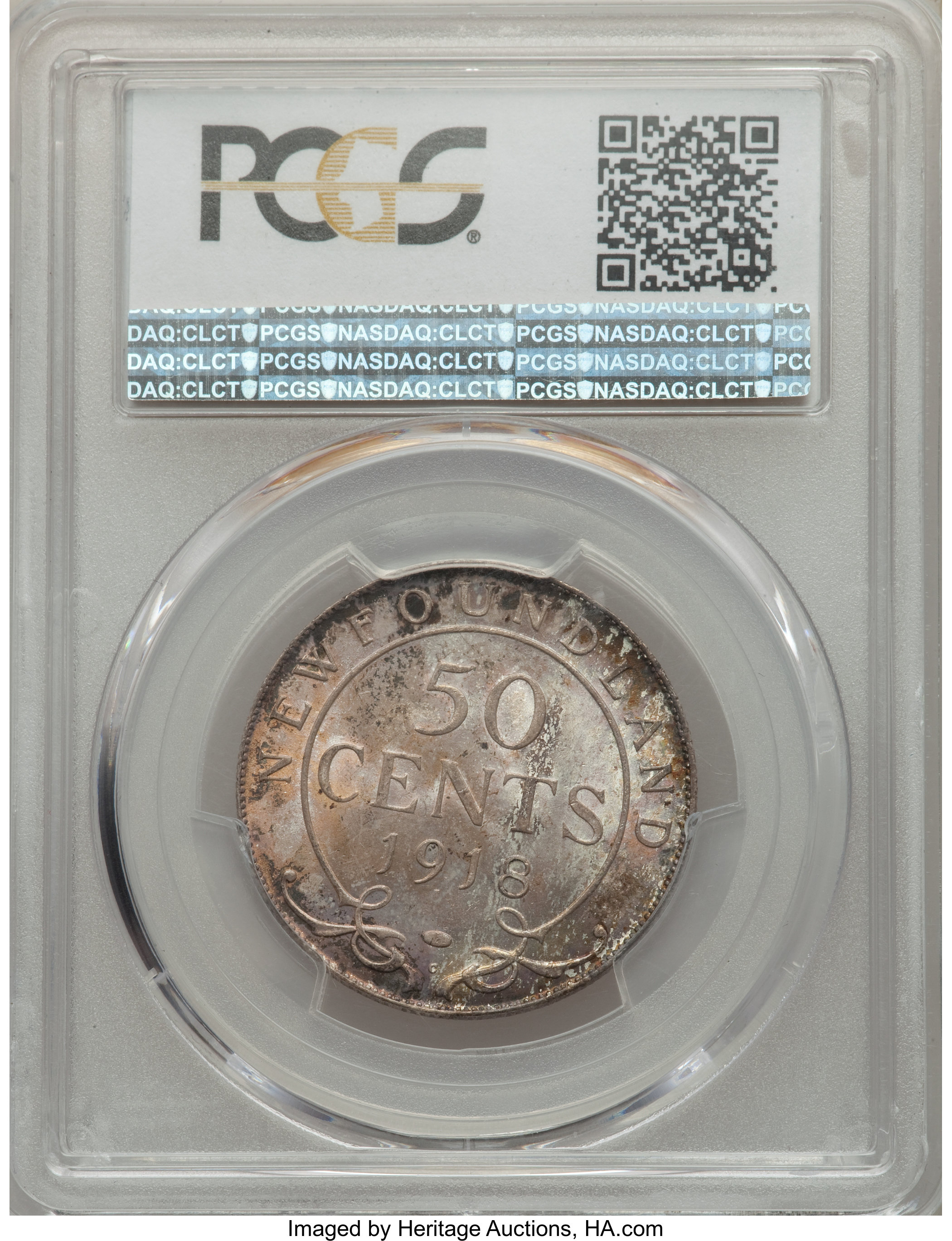 image for: Newfoundland. George V 50 Cents 1918-C MS66 PCGS