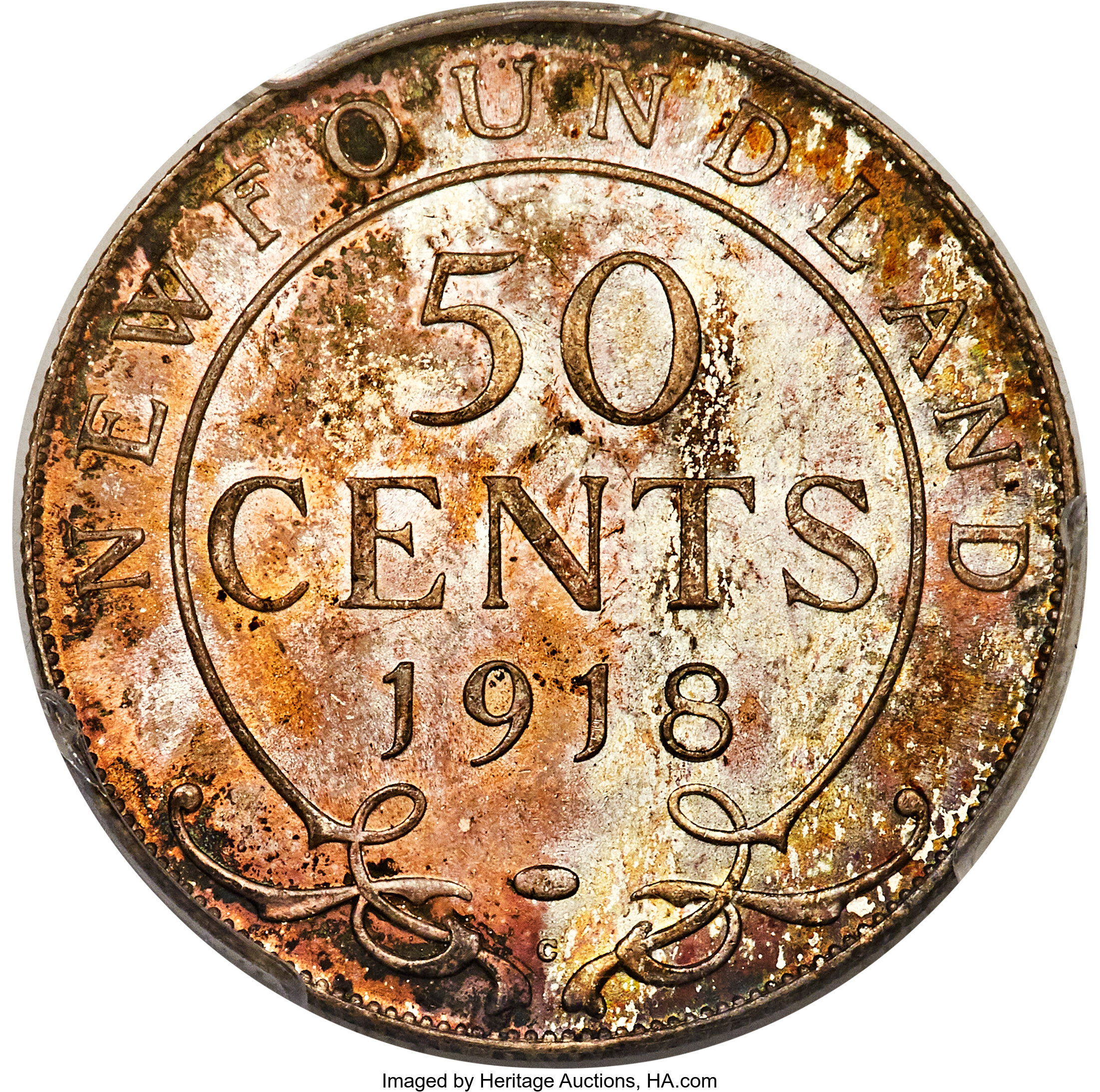 image for: Newfoundland. George V 50 Cents 1918-C MS66 PCGS