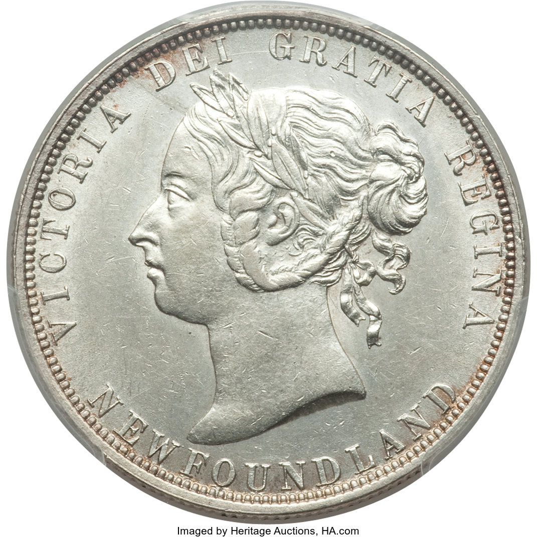 image for: Newfoundland. Victoria 50 Cents 1882-H AU55 PCGS