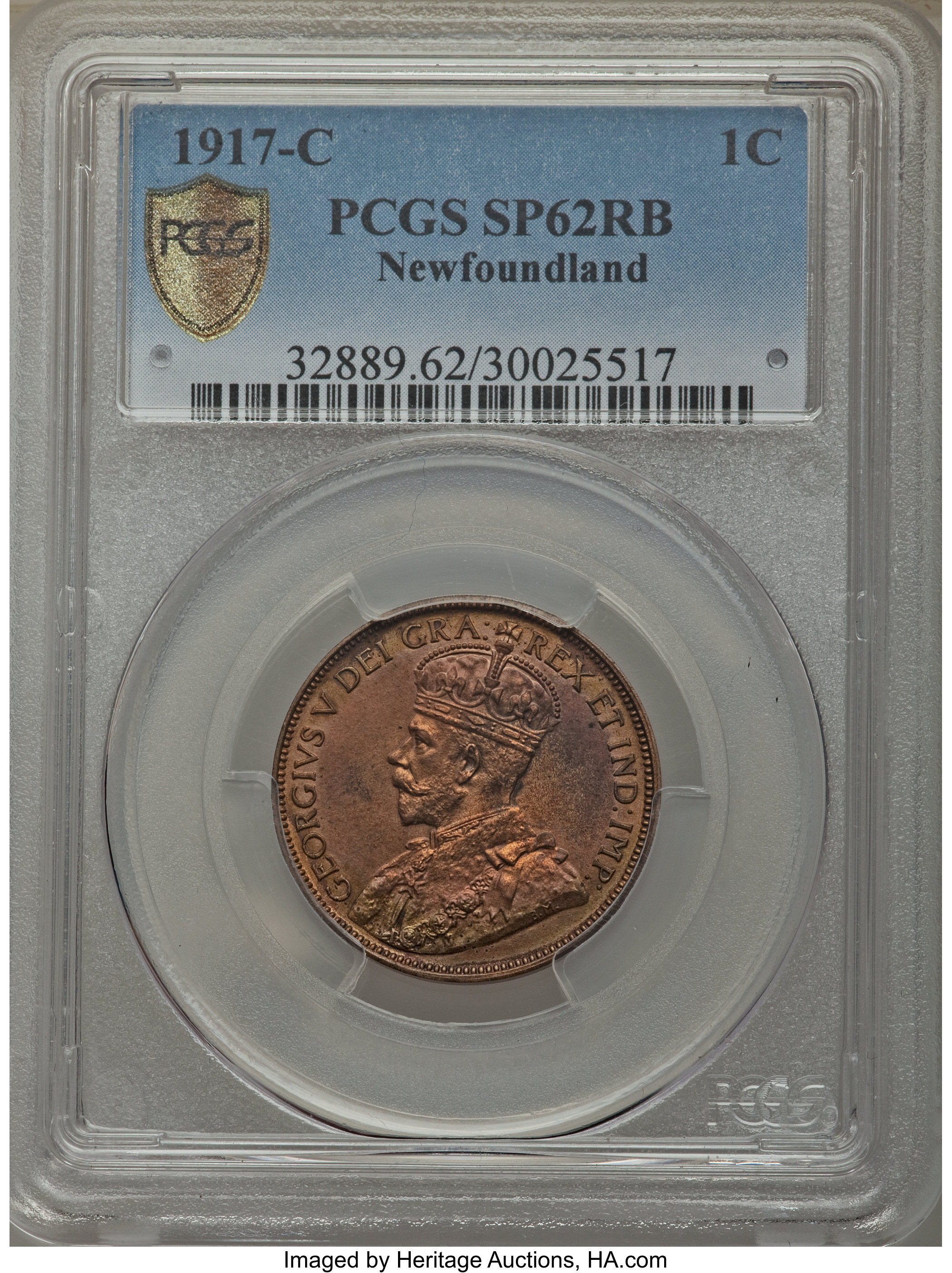 image for: Newfoundland. George V Specimen Cent 1917-C SP62 Red and Brown PCGS