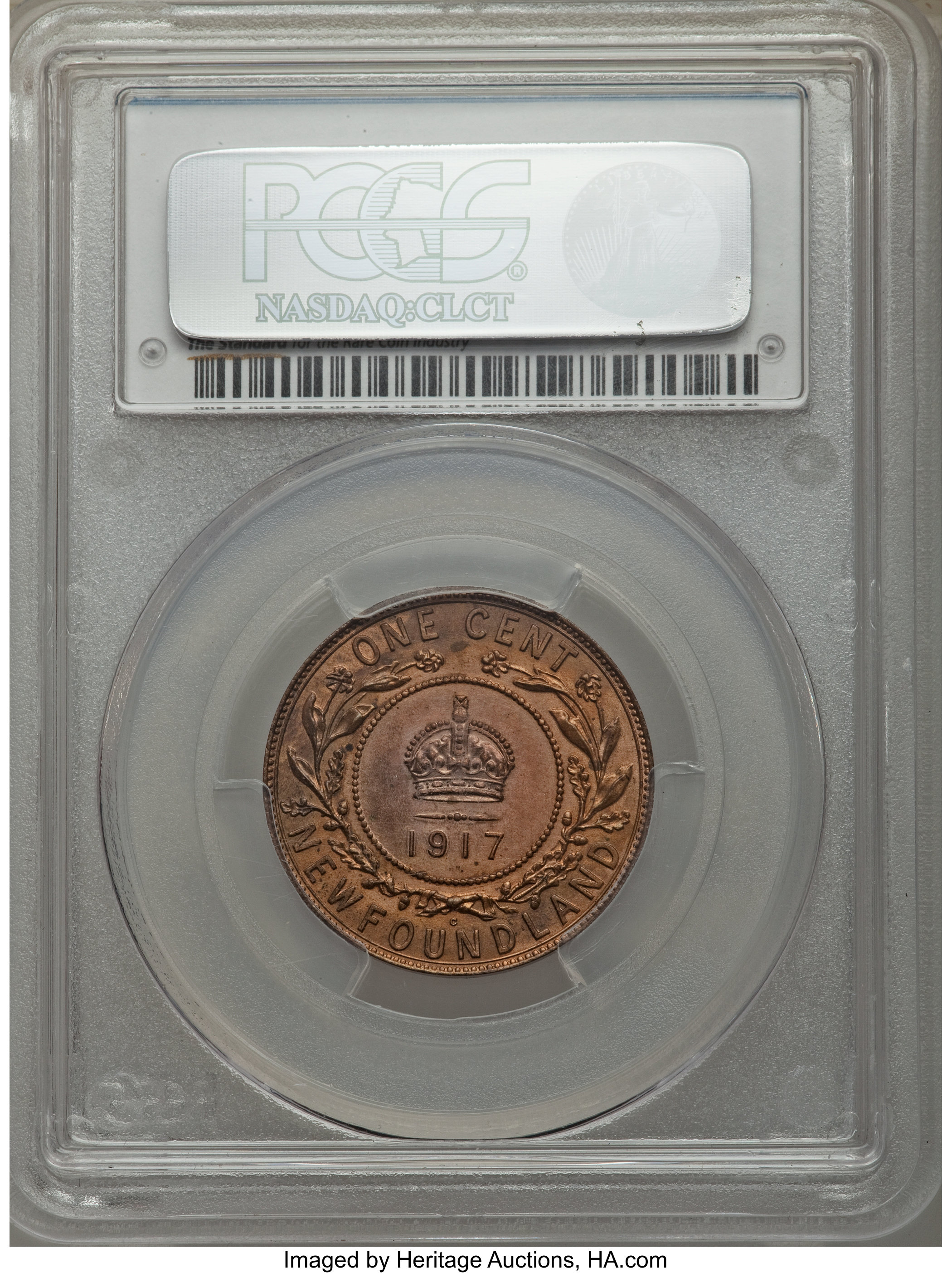 image for: Newfoundland. George V Specimen Cent 1917-C SP62 Red and Brown PCGS
