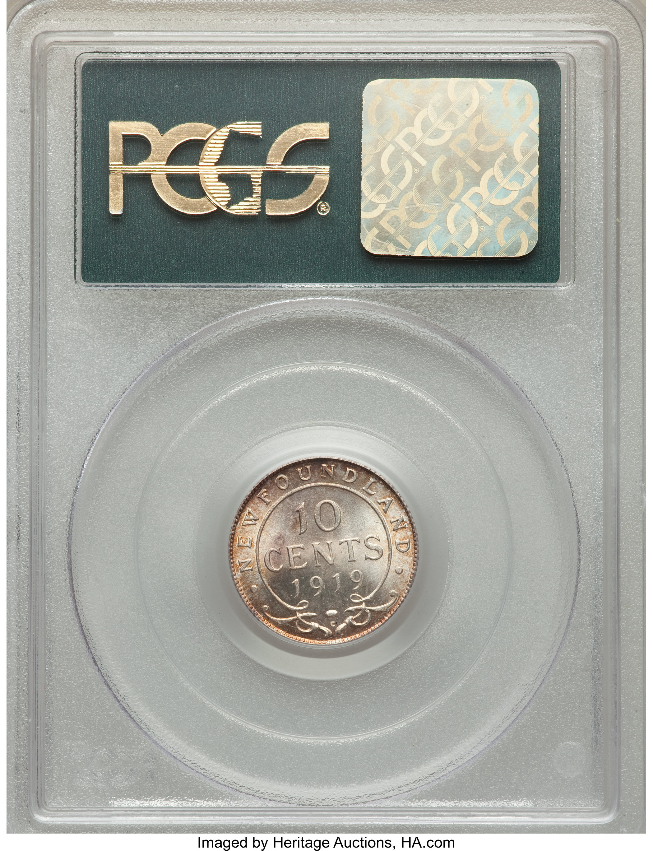 image for: Newfoundland. George V 10 Cents 1919-C MS66 PCGS