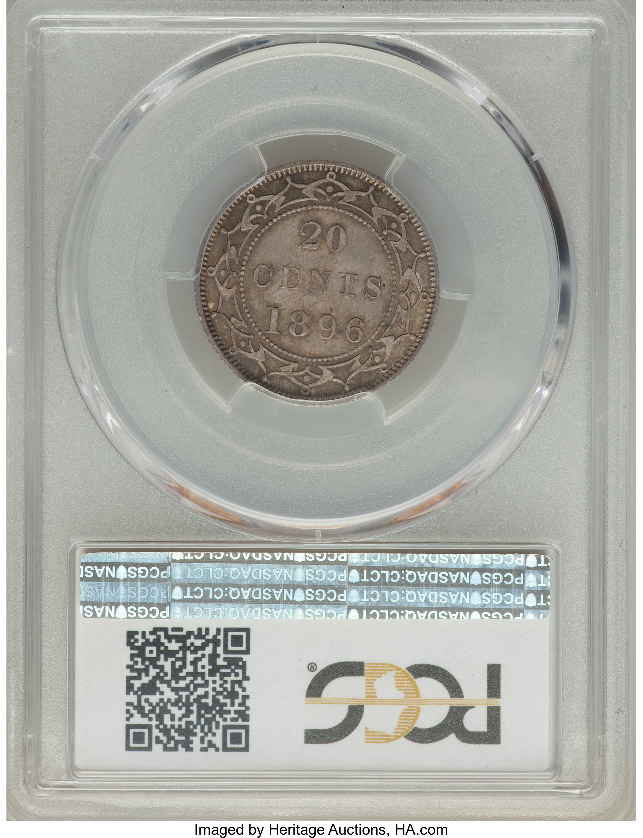 image for: Newfoundland. Victoria "Small 96" 20 Cents 1896 MS64 PCGS