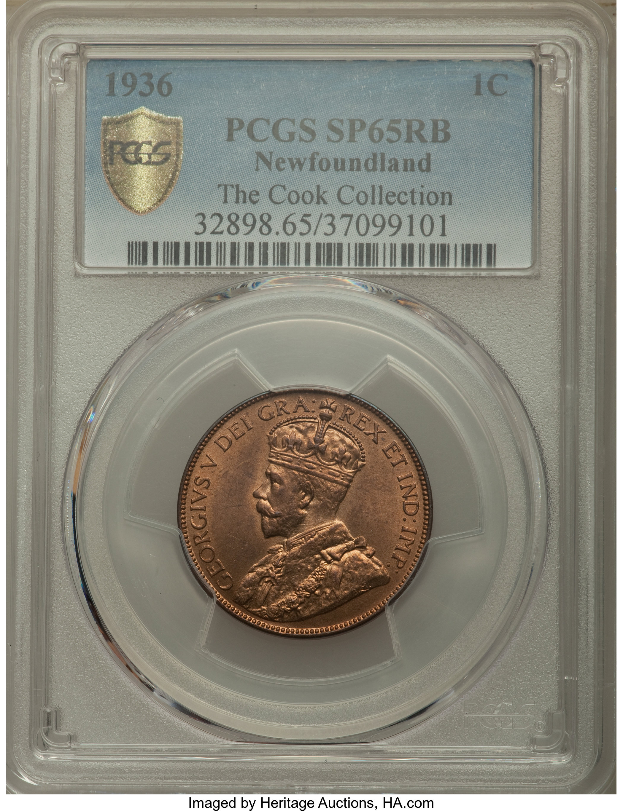 image for: Newfoundland. George V Specimen Large Cent 1936 SP65 Red and Brown PCGS