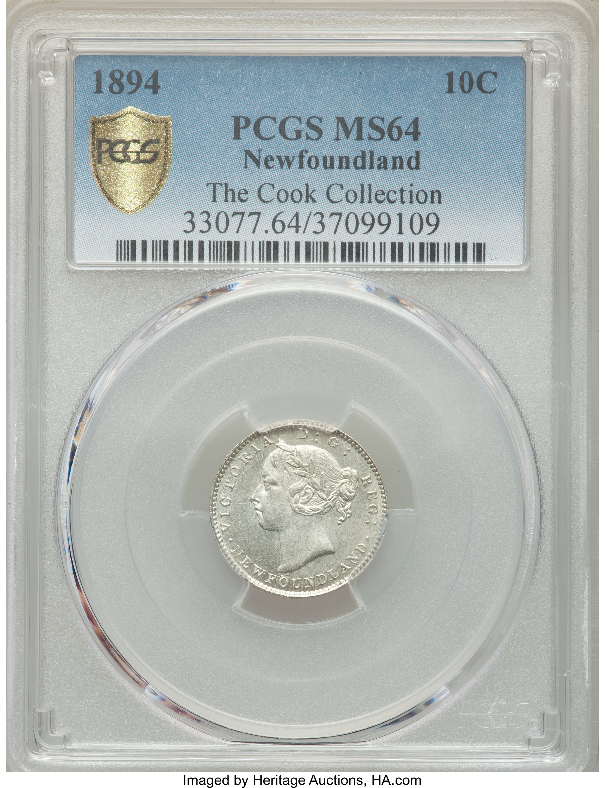 image for: Newfoundland. Victoria 10 Cents 1894 MS64 PCGS