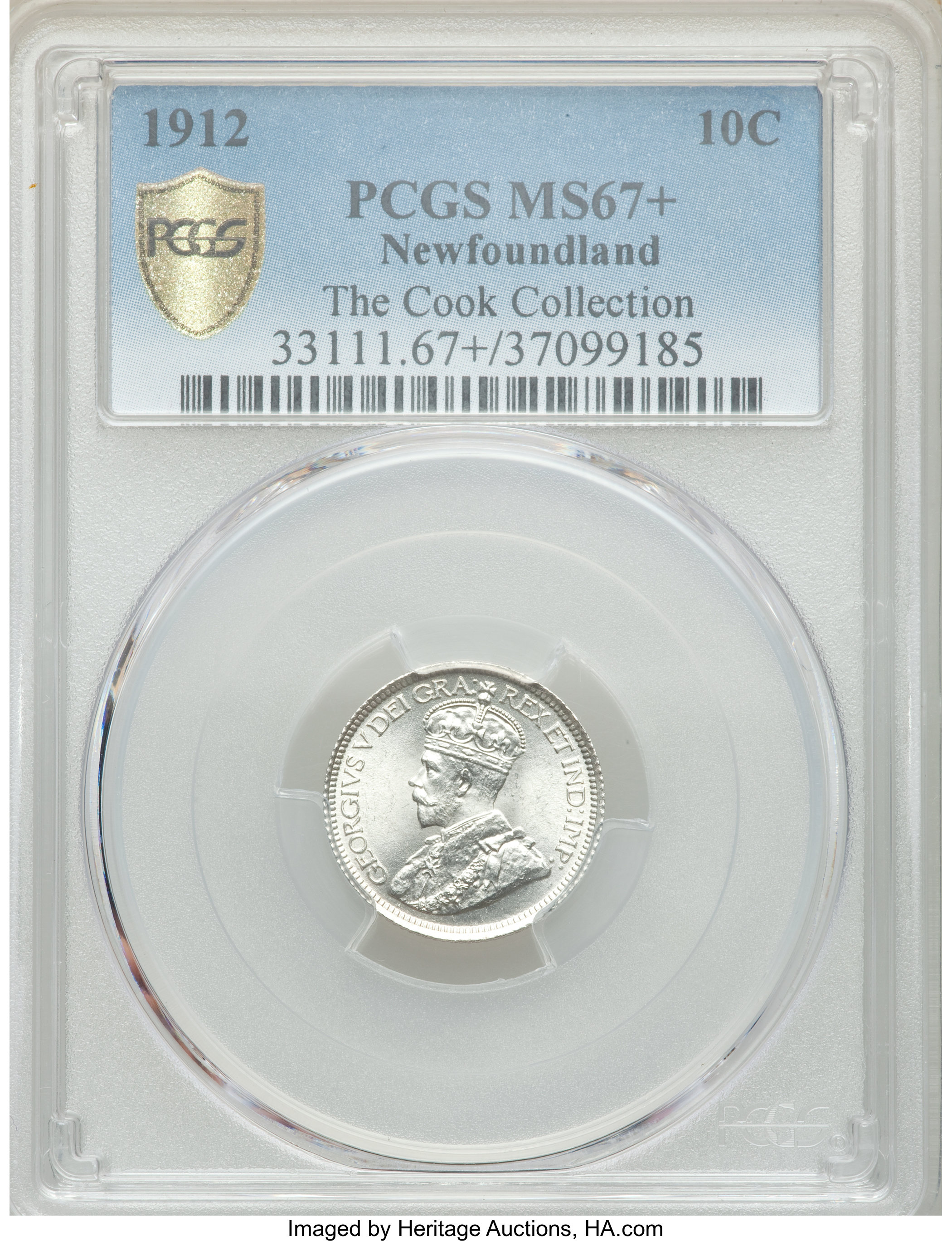 image for: Newfoundland. George V 10 Cents 1912 MS67+ PCGS