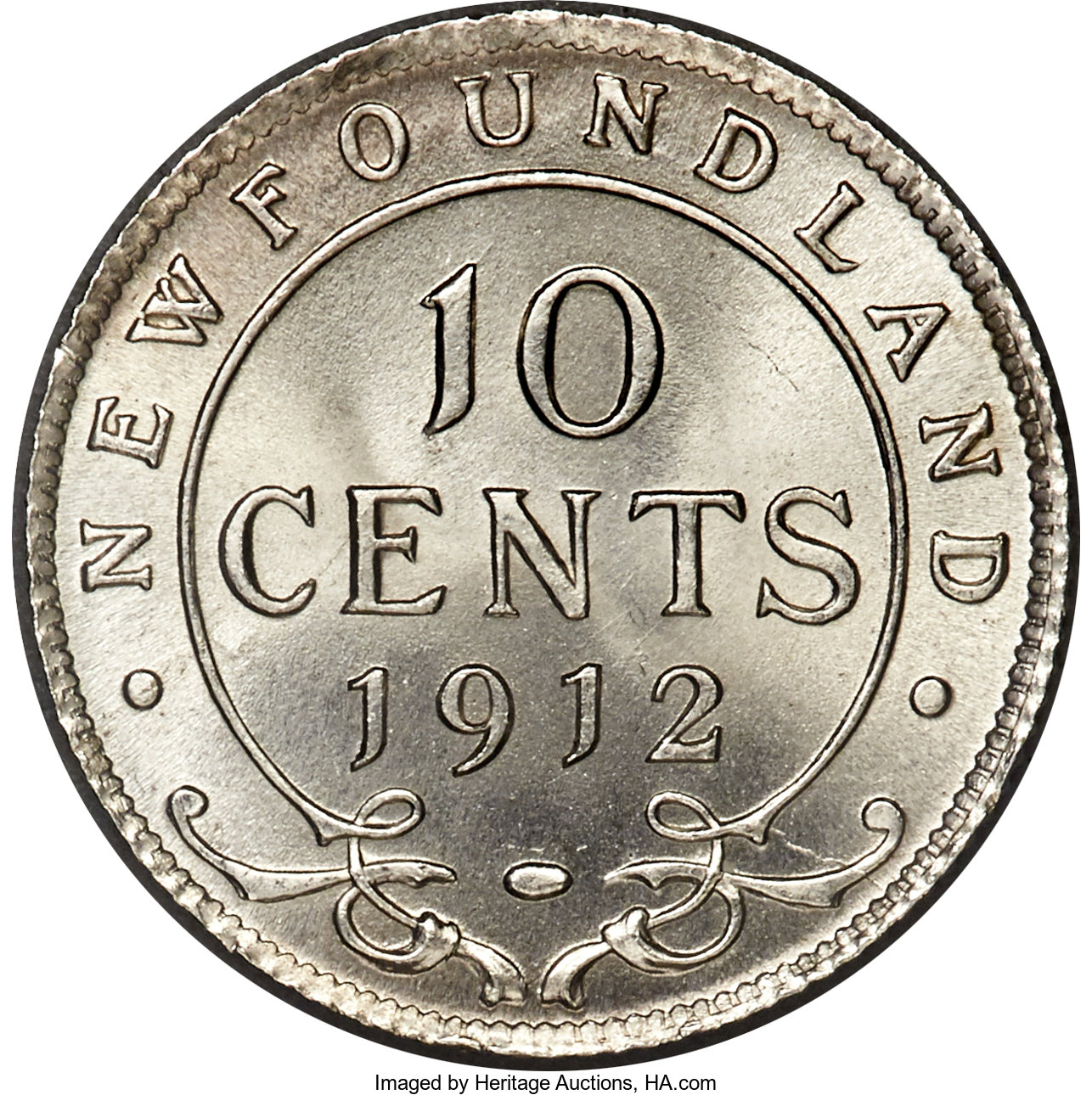 image for: Newfoundland. George V 10 Cents 1912 MS67+ PCGS