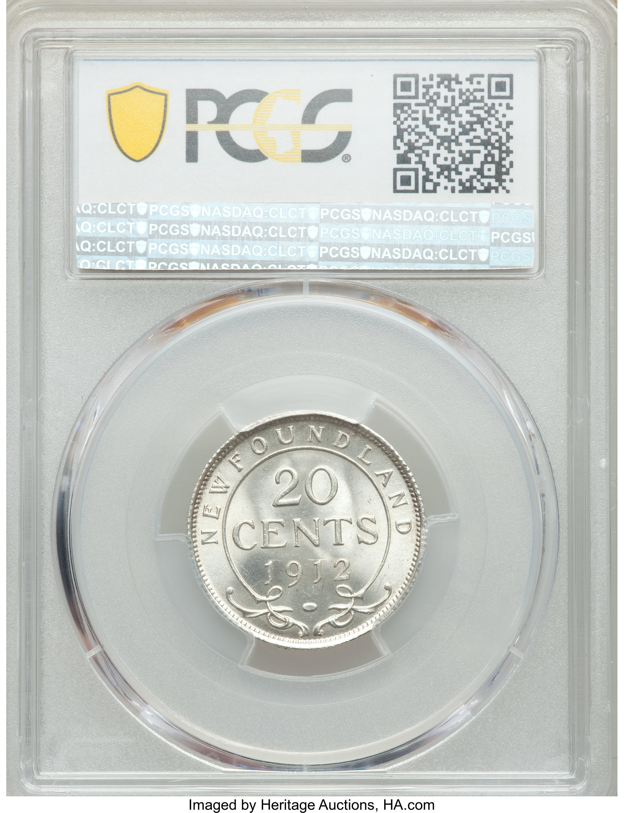 image for: Newfoundland. George V 20 Cents 1912 MS66+ PCGS