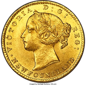 image for: Newfoundland. Victoria gold 2 Dollars 1870 MS63 PCGS