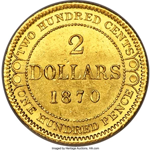 image for: Newfoundland. Victoria gold 2 Dollars 1870 MS63 PCGS