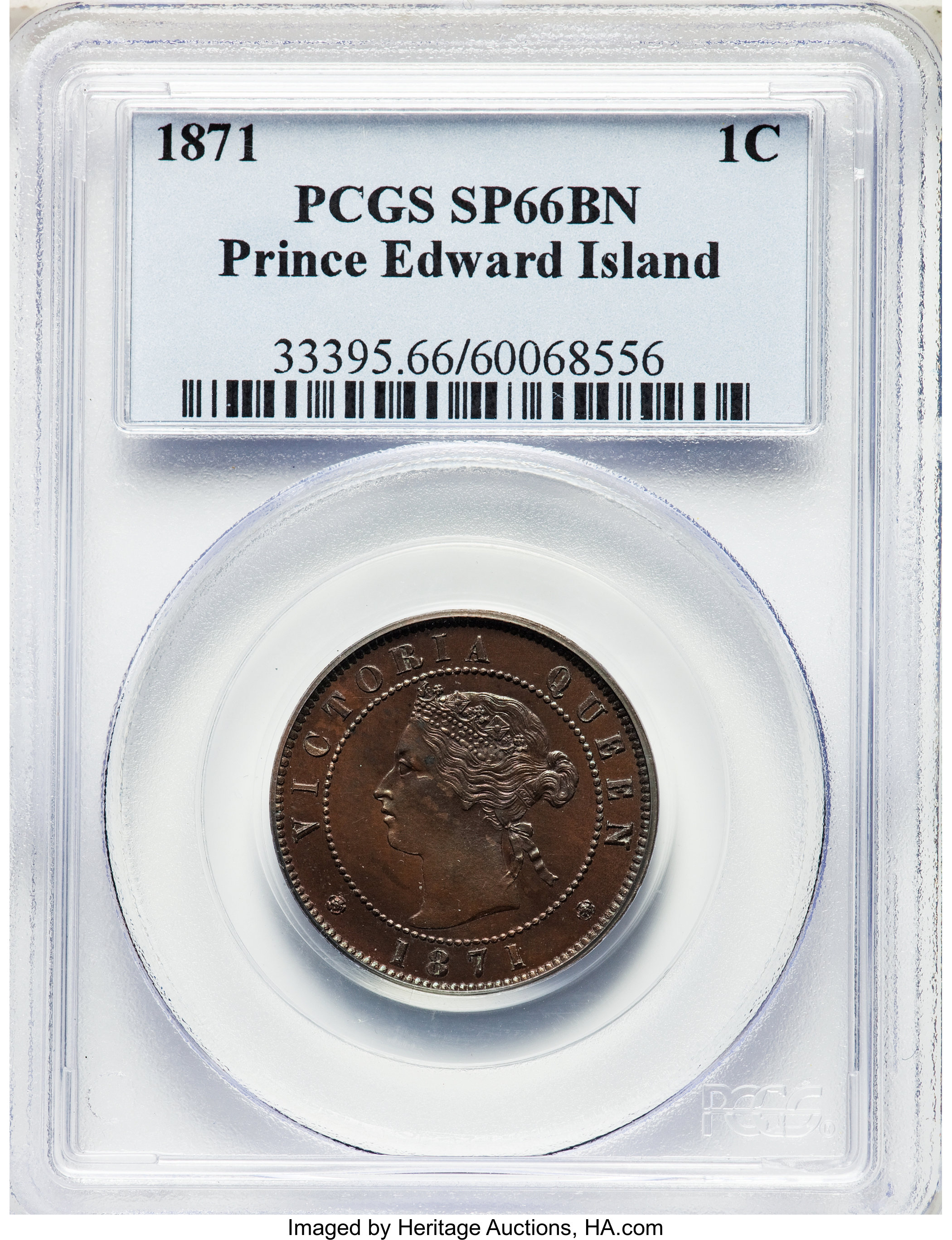 image for: Prince Edward Island. Victoria Specimen Cent 1871 SP66 Brown PCGS