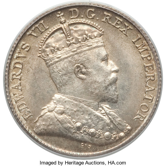 image for: Newfoundland. Edward VII 5 Cents 1904-H MS64 PCGS