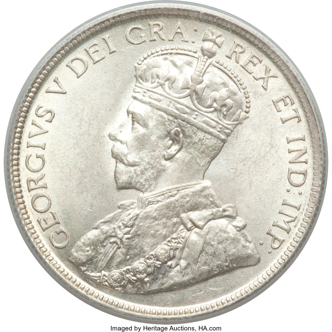image for: Newfoundland. George V 50 Cents 1918-C MS63 PCGS