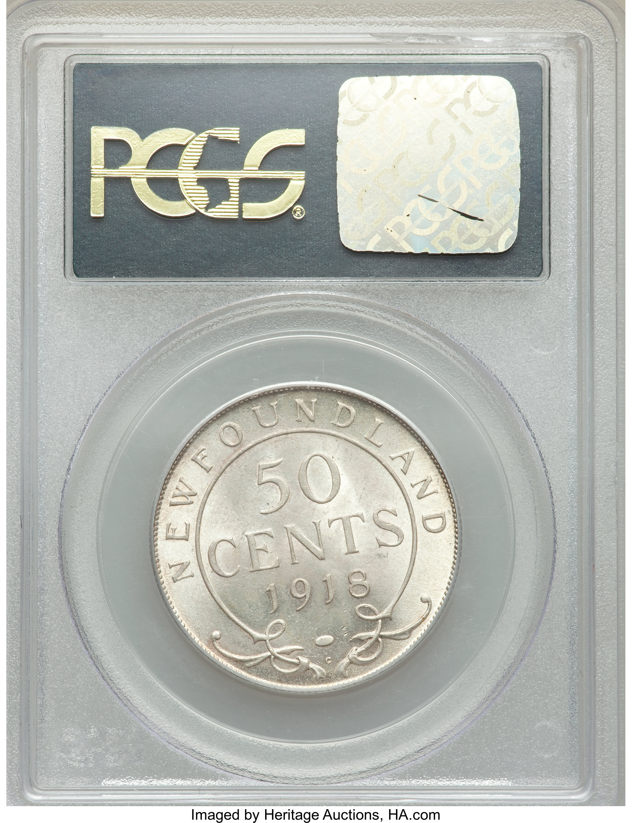image for: Newfoundland. George V 50 Cents 1918-C MS63 PCGS