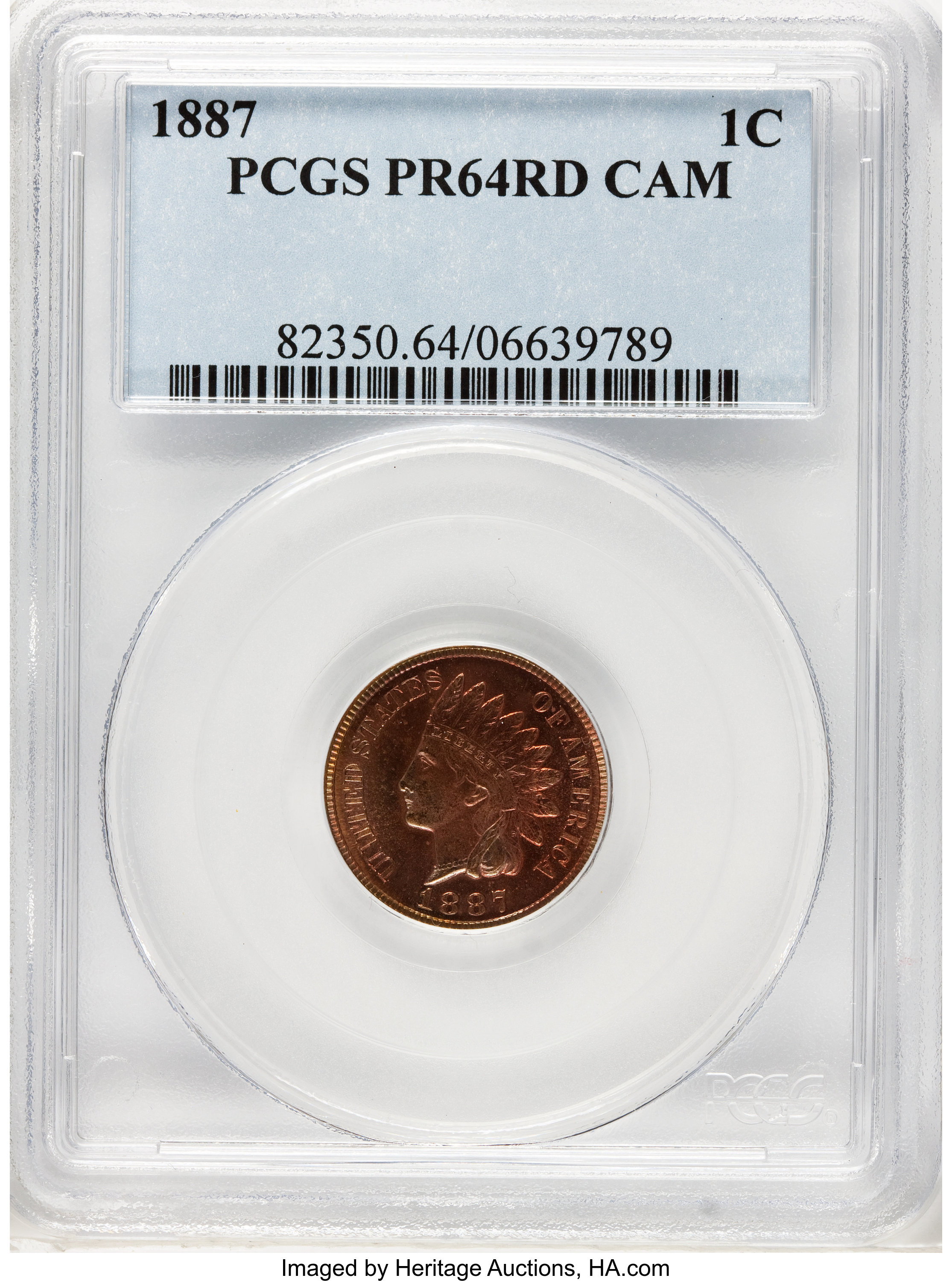 image for: 1887 1C PR64 Red Cameo PCGS....