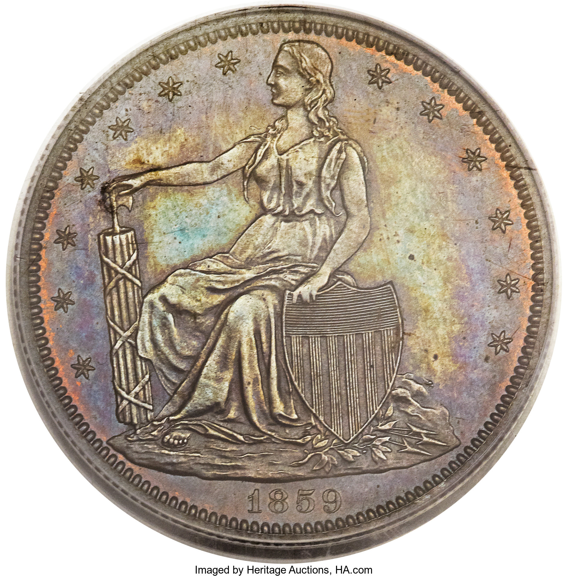 image for: 1859 P50C Half Dollar, Judd-236, Pollock-283, 285, R.5, PR64 Brown PCGS....